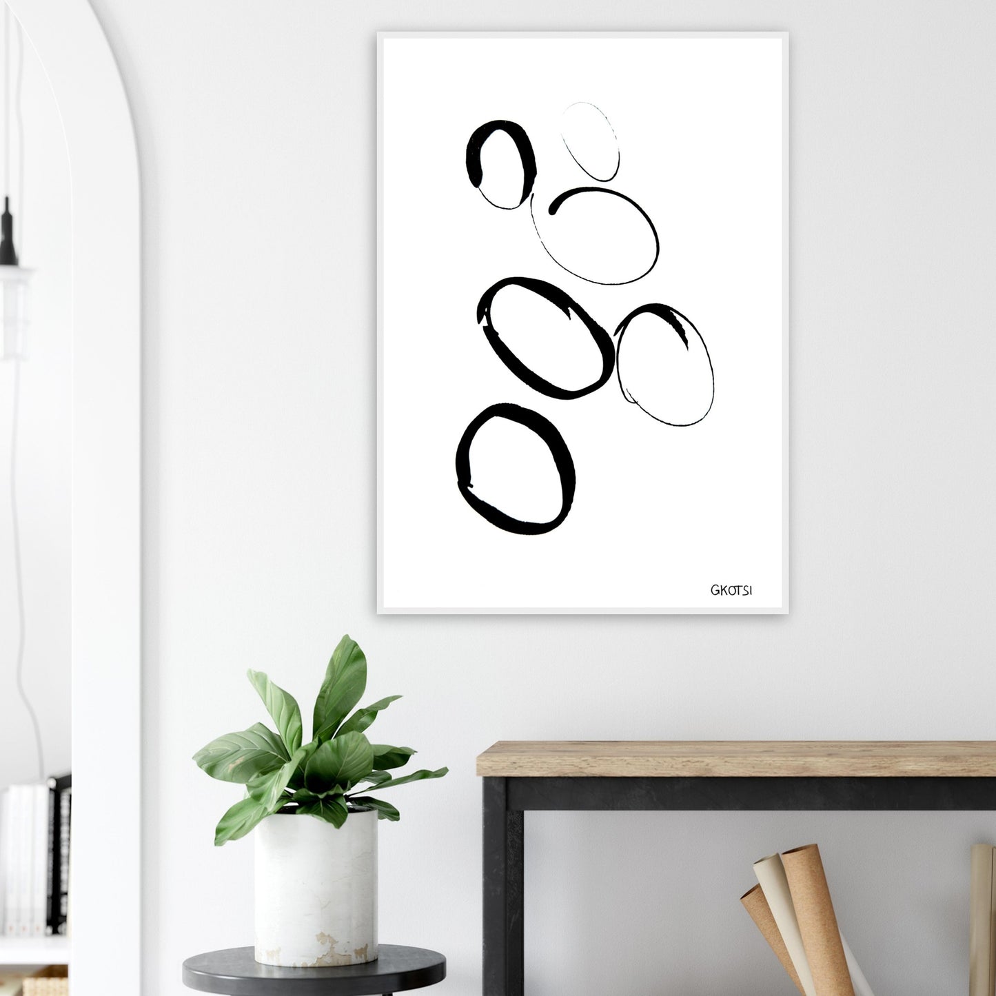 MULTIPLE poster print in hallway above console table