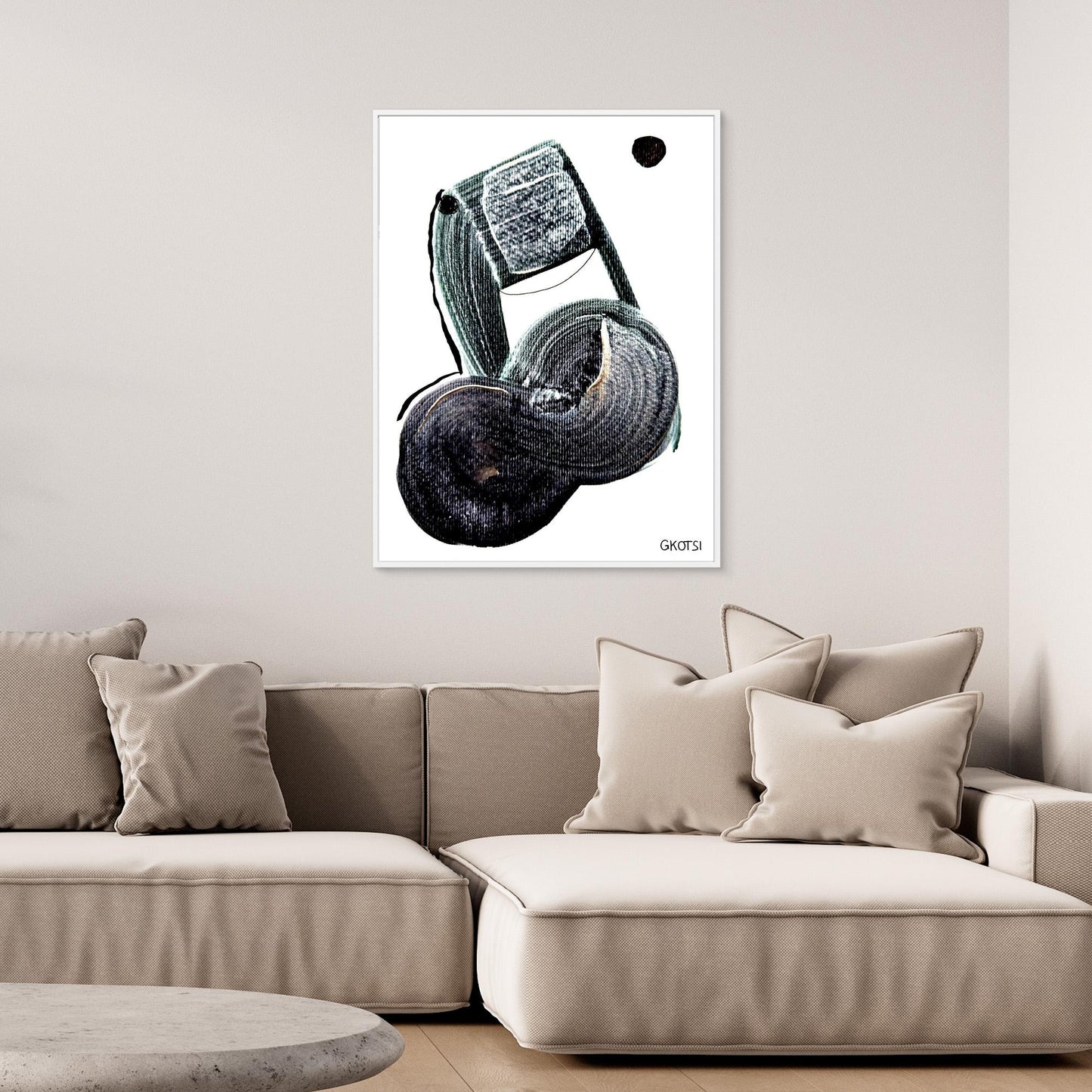 MUSIKNOTE canvas above contemporary corner sofa