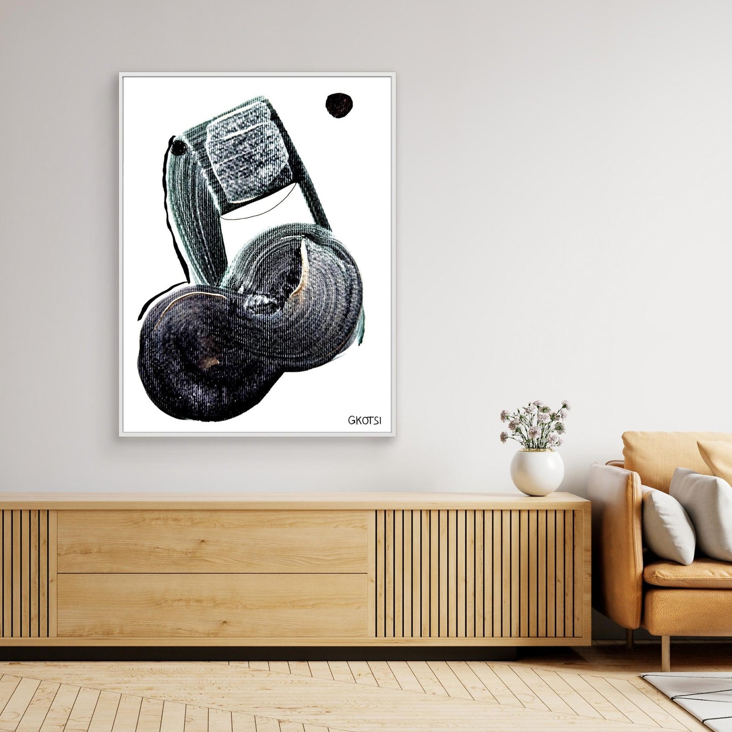 MUSIKNOTE canvas above dresser in room interior