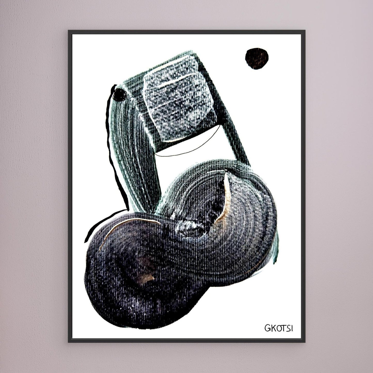 MUSIKNOTE canvas close-up with black frame on gray background