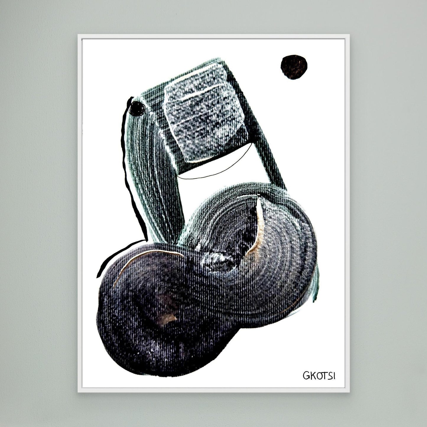 MUSIKNOTE canvas close-up with white frame on gray background