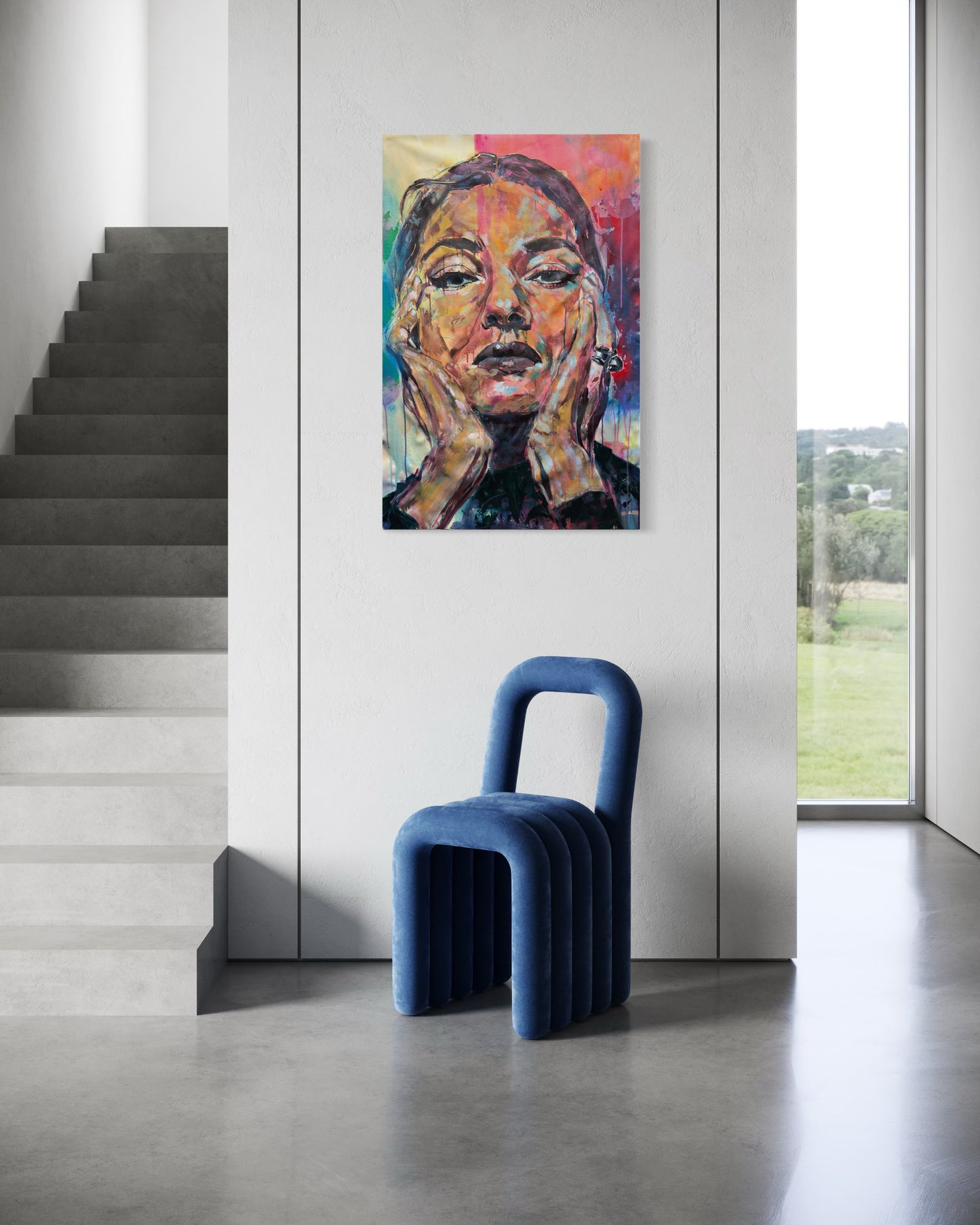 Maria Callas 2 next to stairs and modern bar stool
