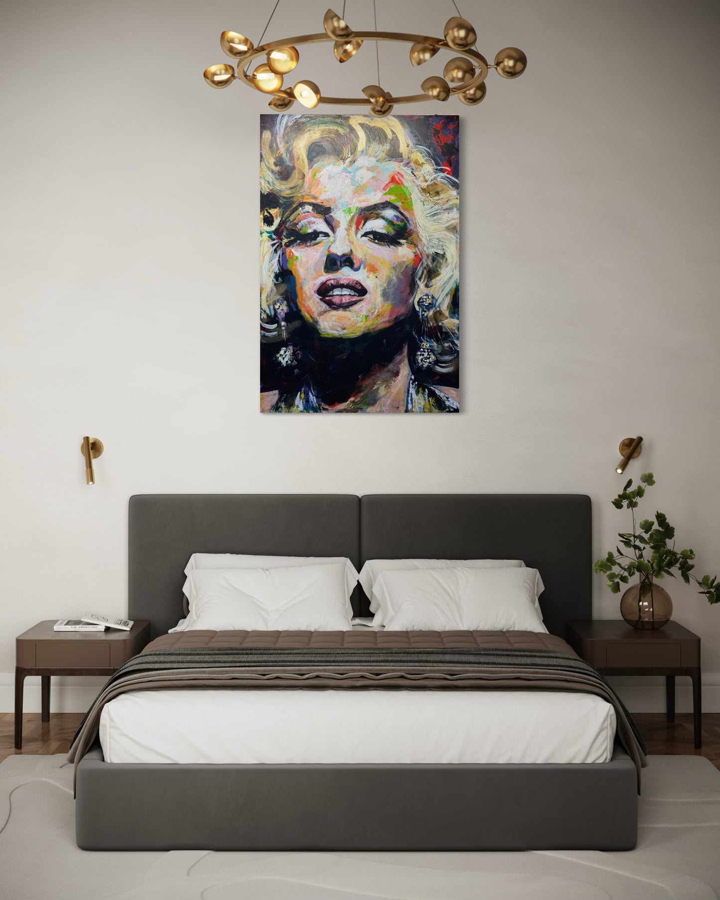 Marilyn Monroe Portrait Original Painting over king size bed