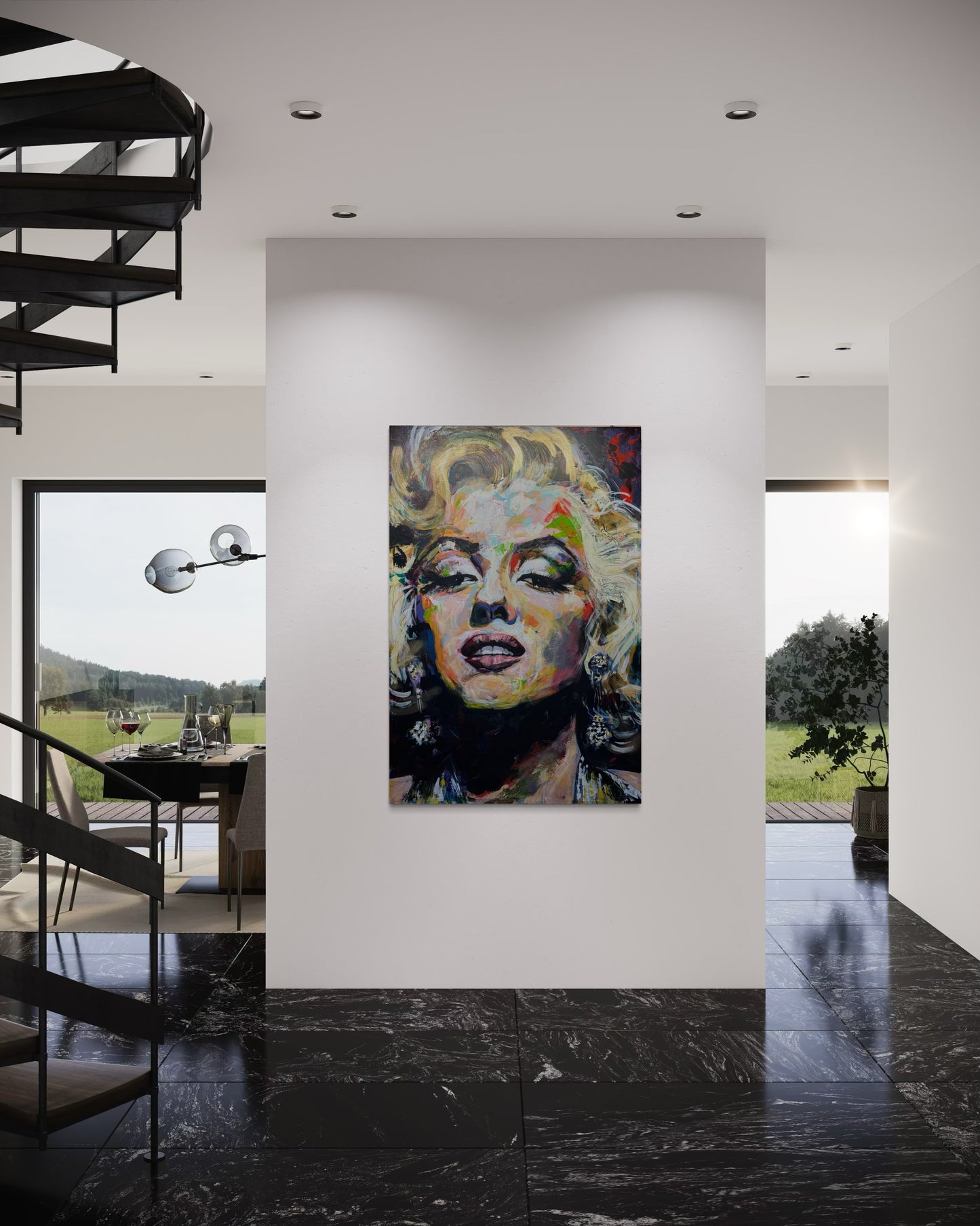 Marilyn Monroe Portrait Original Painting in modern maisonette