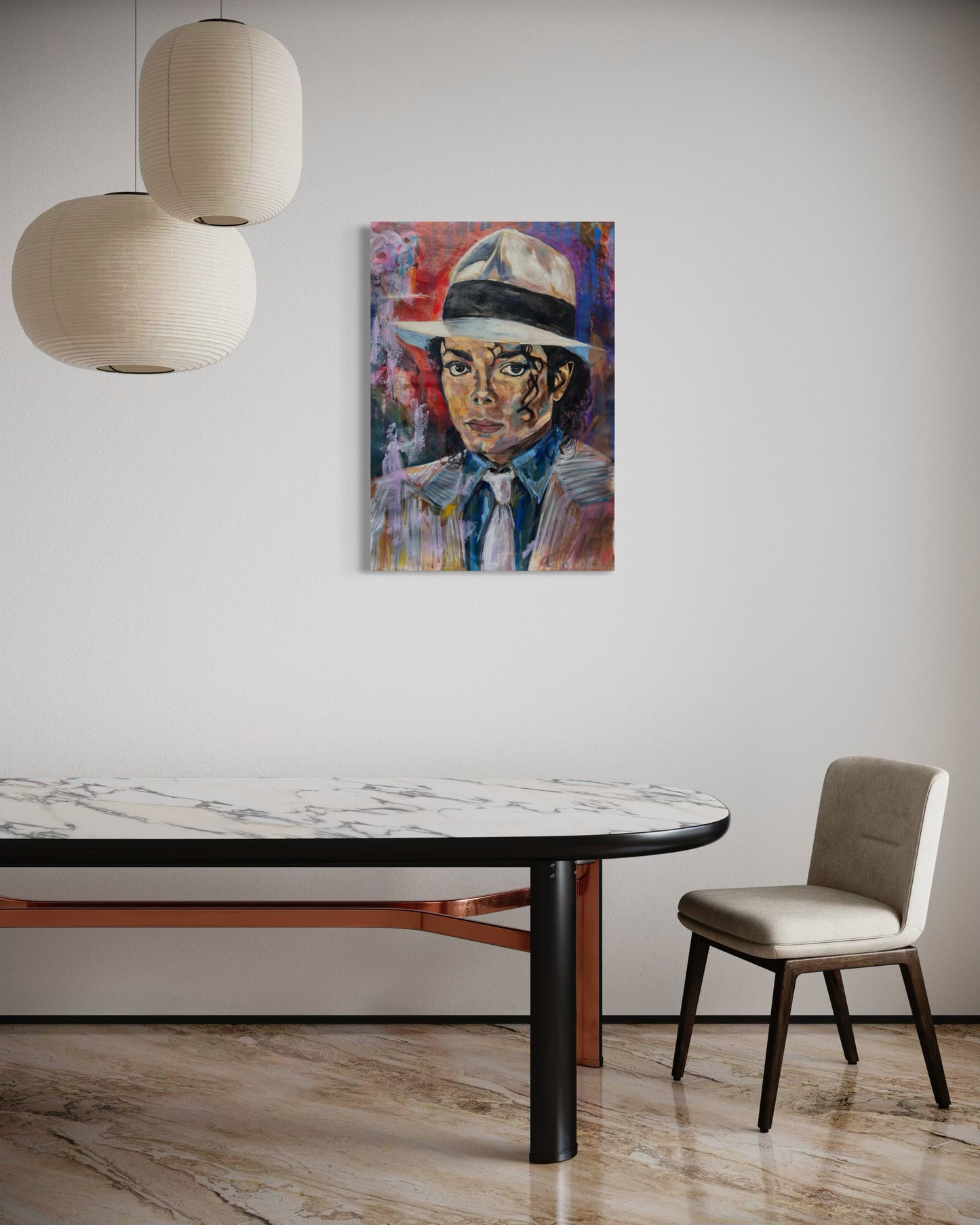 Michael Jackson Portrait Original Painting above long table