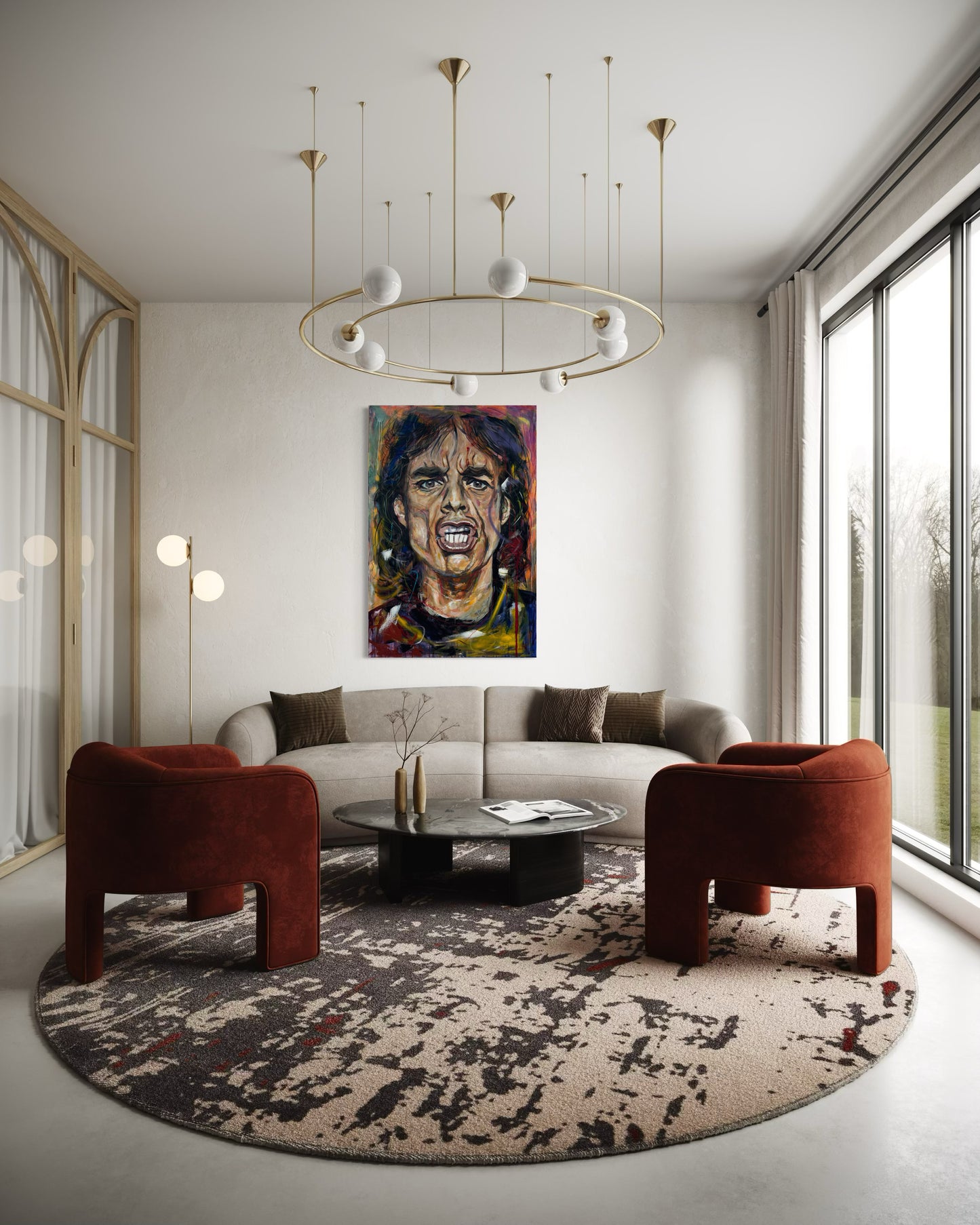 Mick Jagger Portrait Original Painting in luxury living room