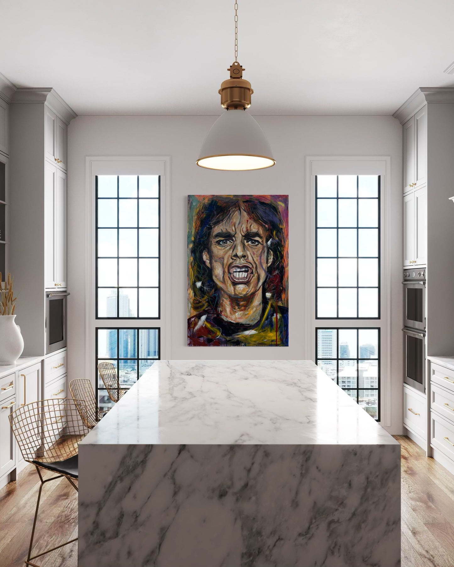 Mick Jagger Portrait Original Painting in luxury kitchen