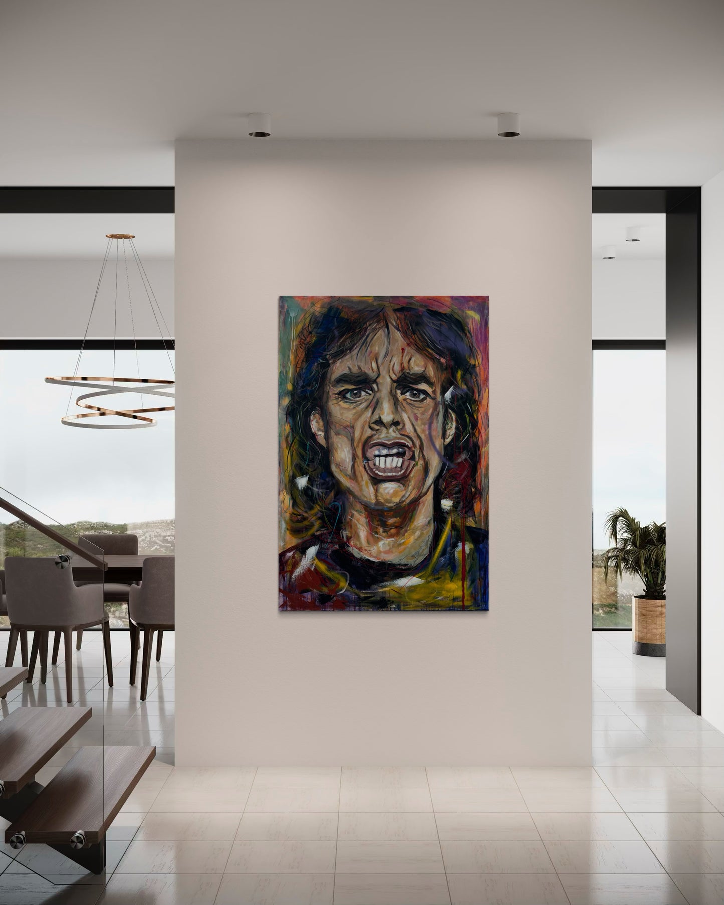 Mick Jagger Portrait Original Painting in modern minimalistic interior