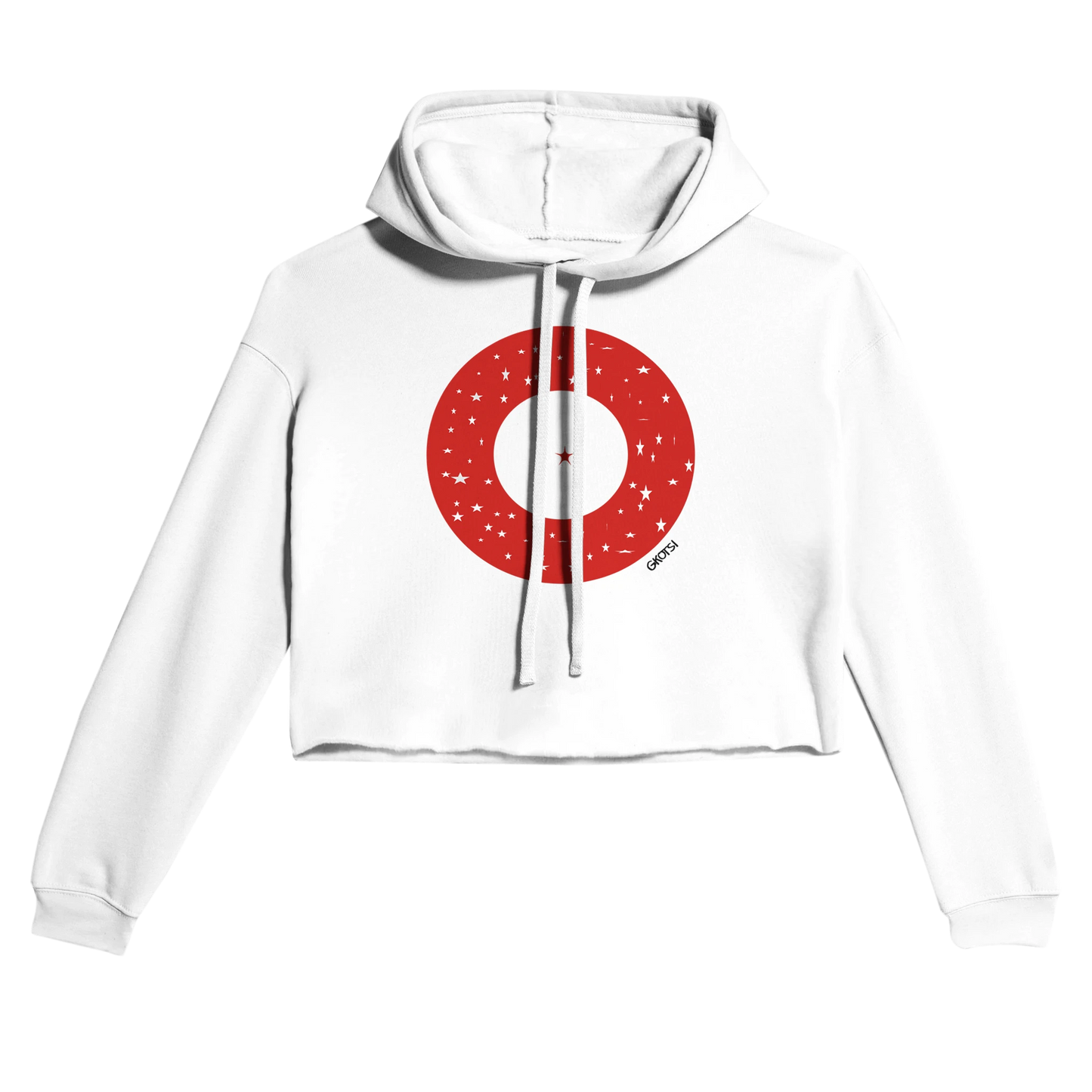 N YOUR CENTER & KNOWING motivational print front view white cropped hoodie