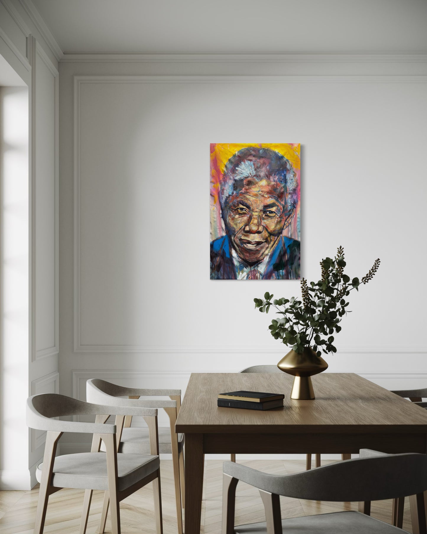 Nelson Mandela Portrait Original Painting in reading room