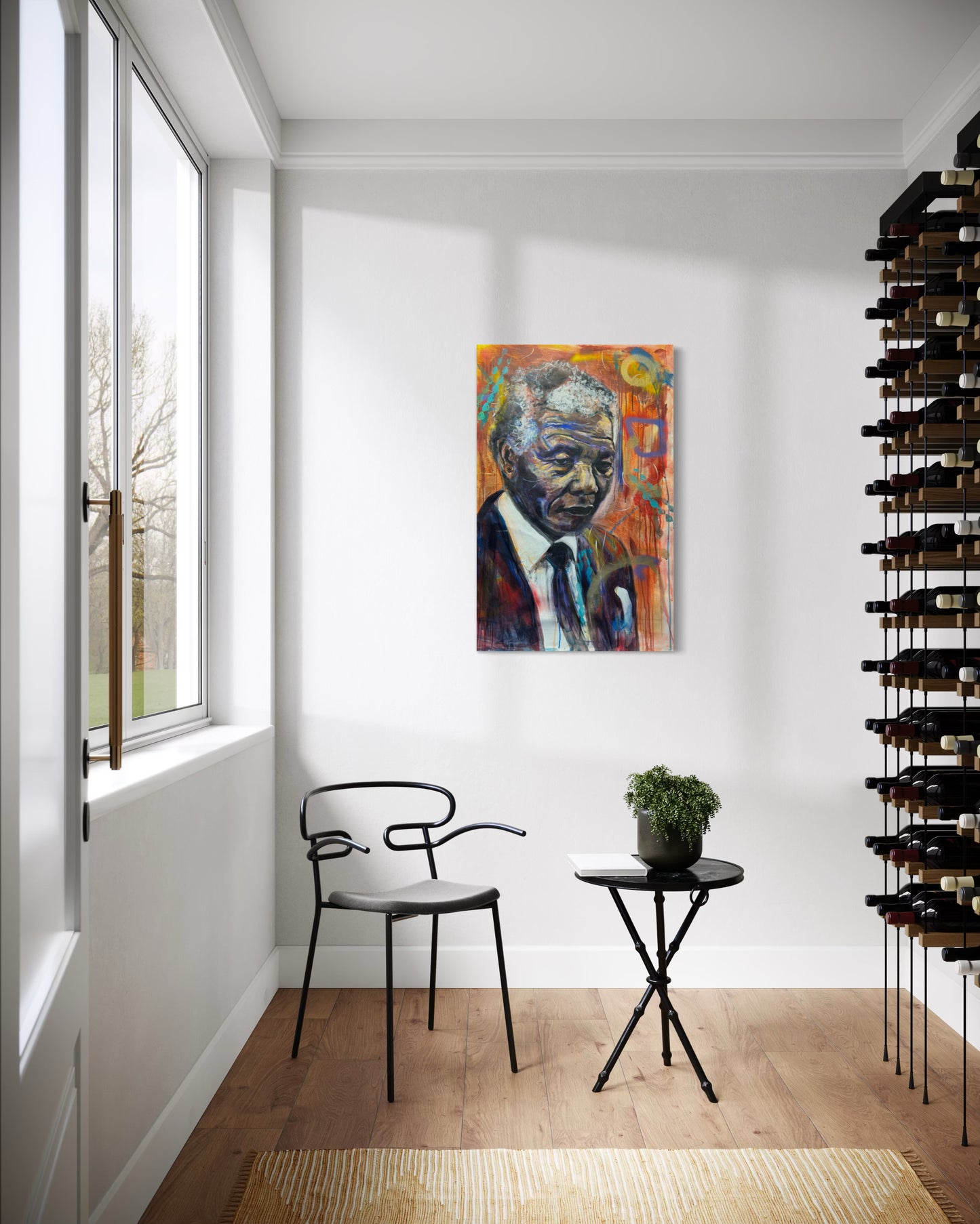 Nelson Mandela 1 Portrait Original Painting in wine room