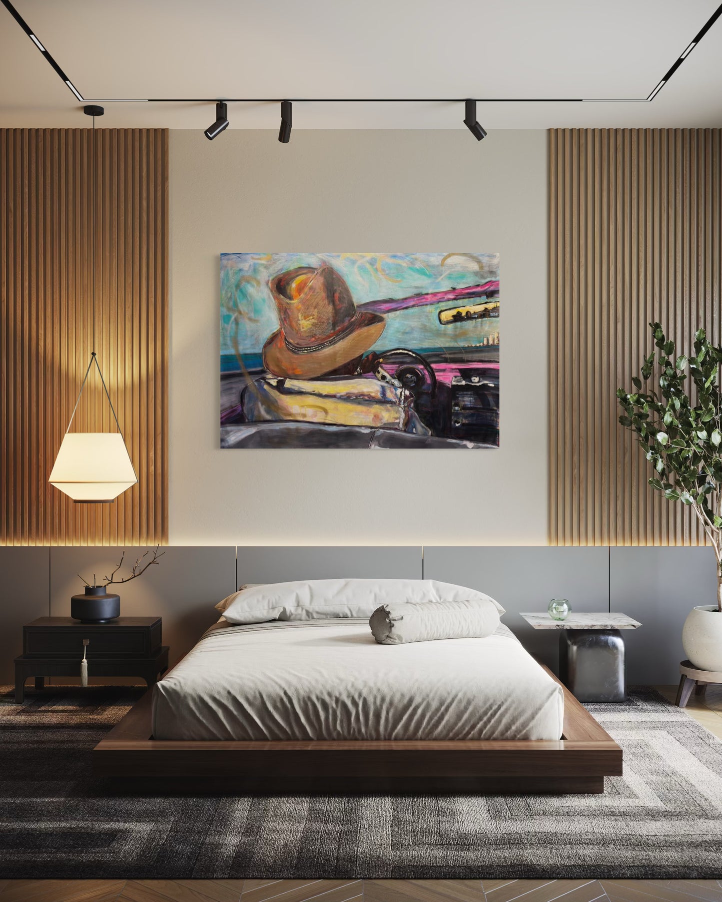 Paseo vedado Travel Original Painting in master bed room