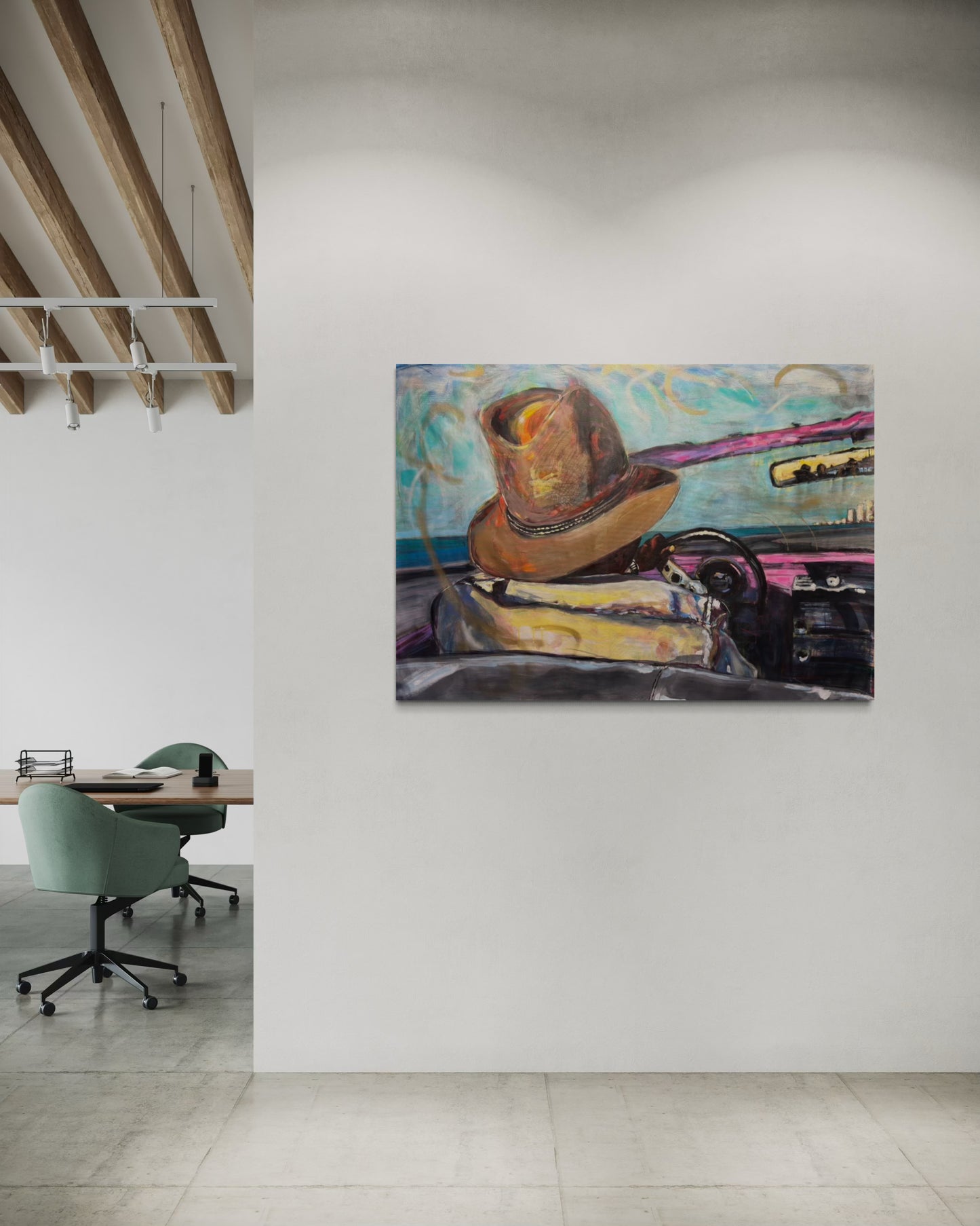 Paseo vedado Travel Original Painting in loft office space