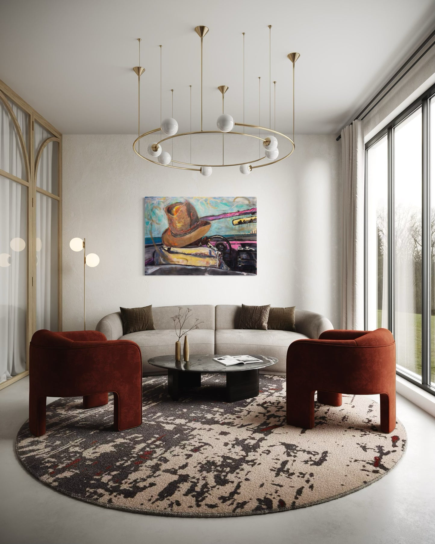 Paseo vedado Travel Original Painting in elegant living room