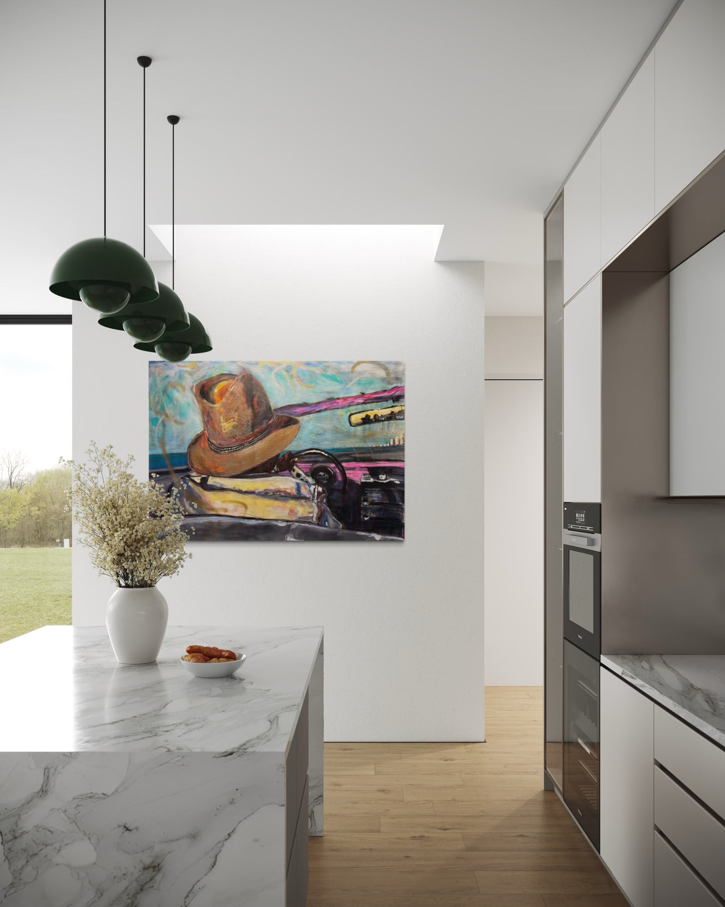 Paseo vedado Travel Original Painting in modern kitchen area