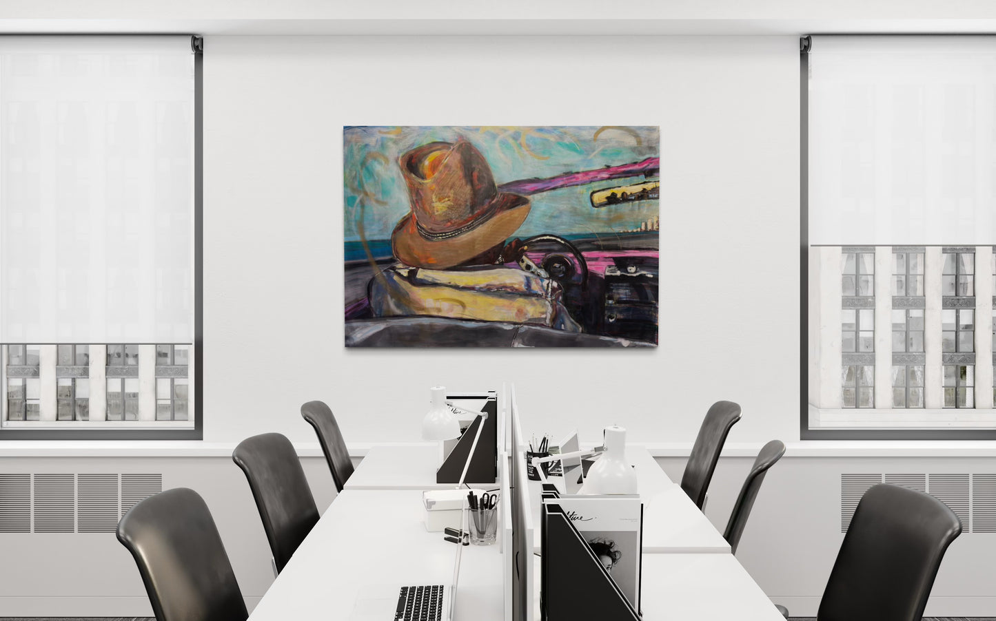 Paseo vedado Travel Original Painting in luxury office space