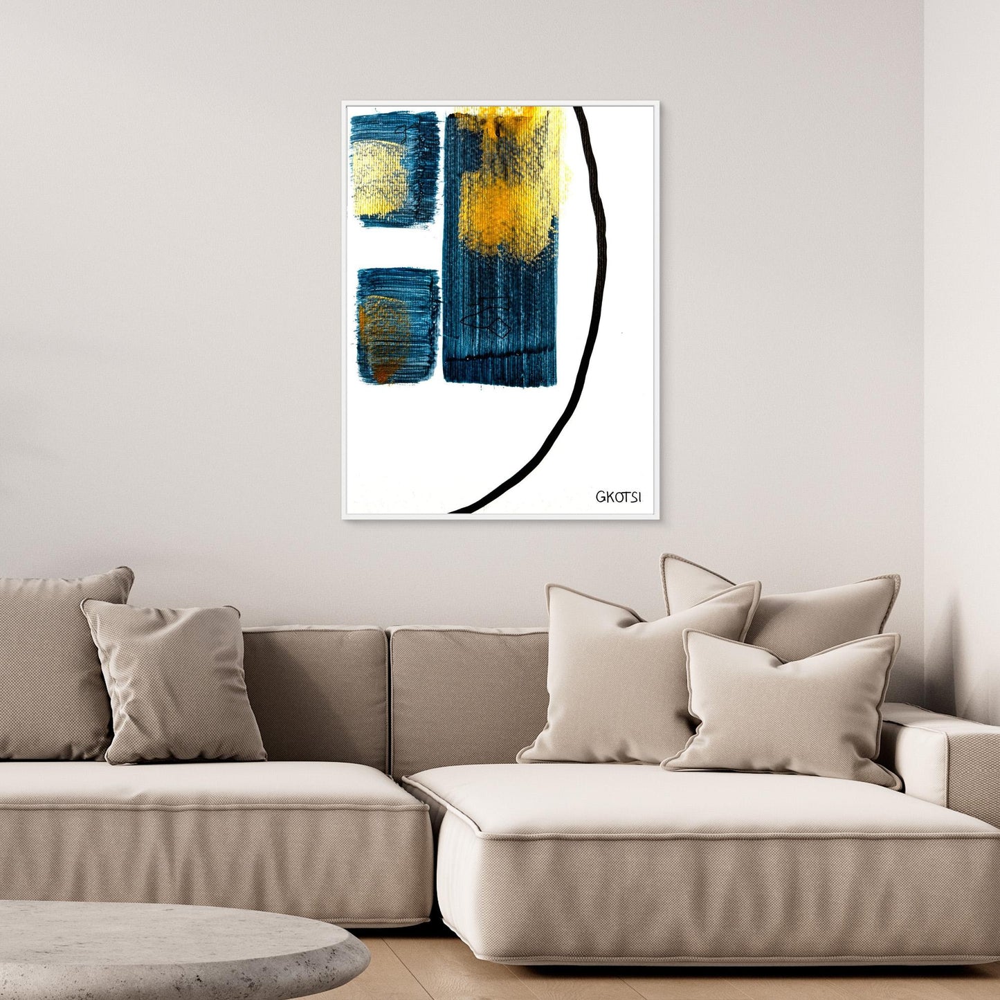 PHARAO abstract art on contemporary sofa wall - modern Egyptian canvas