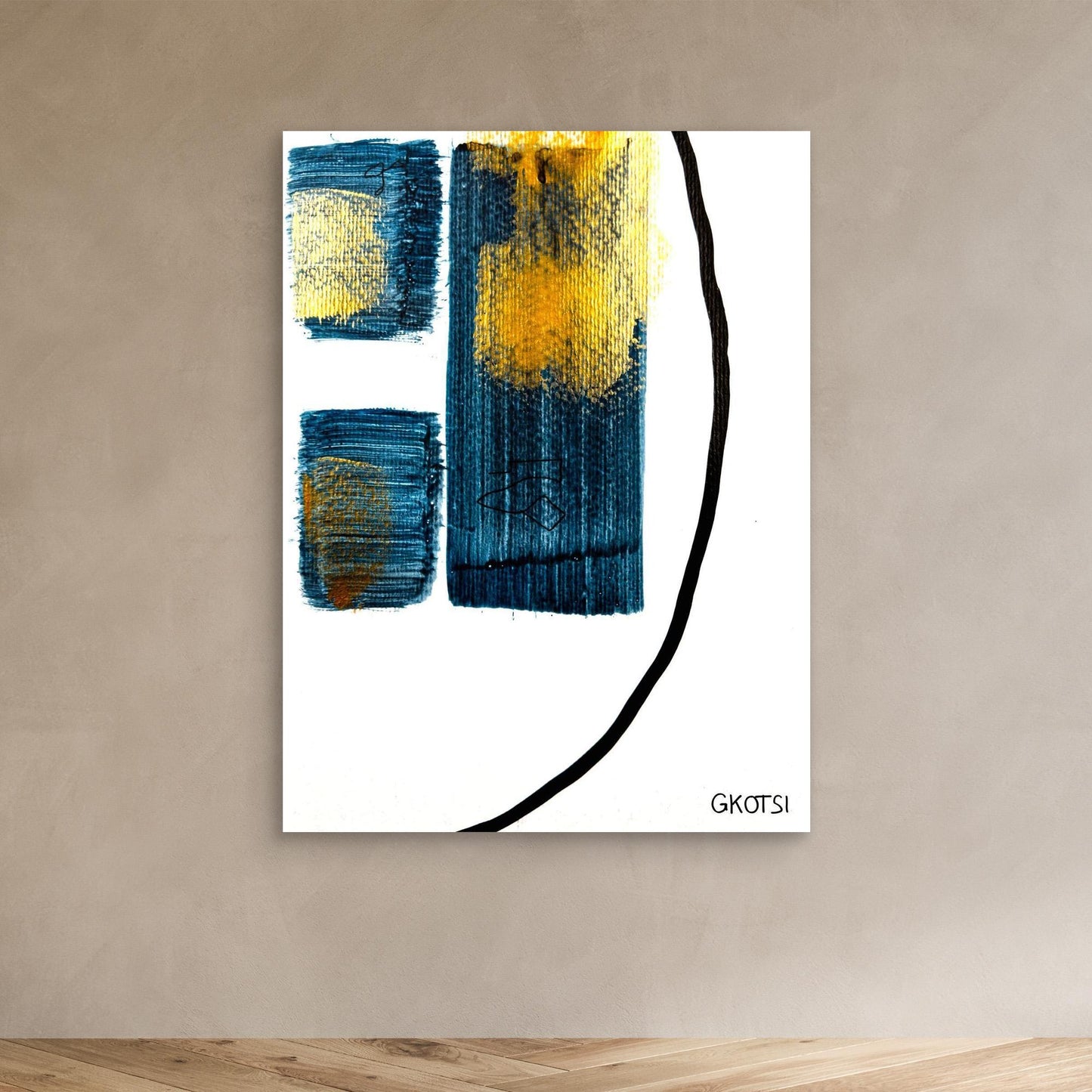 PHARAO abstract canvas print on beige wall - Egyptian art detail view