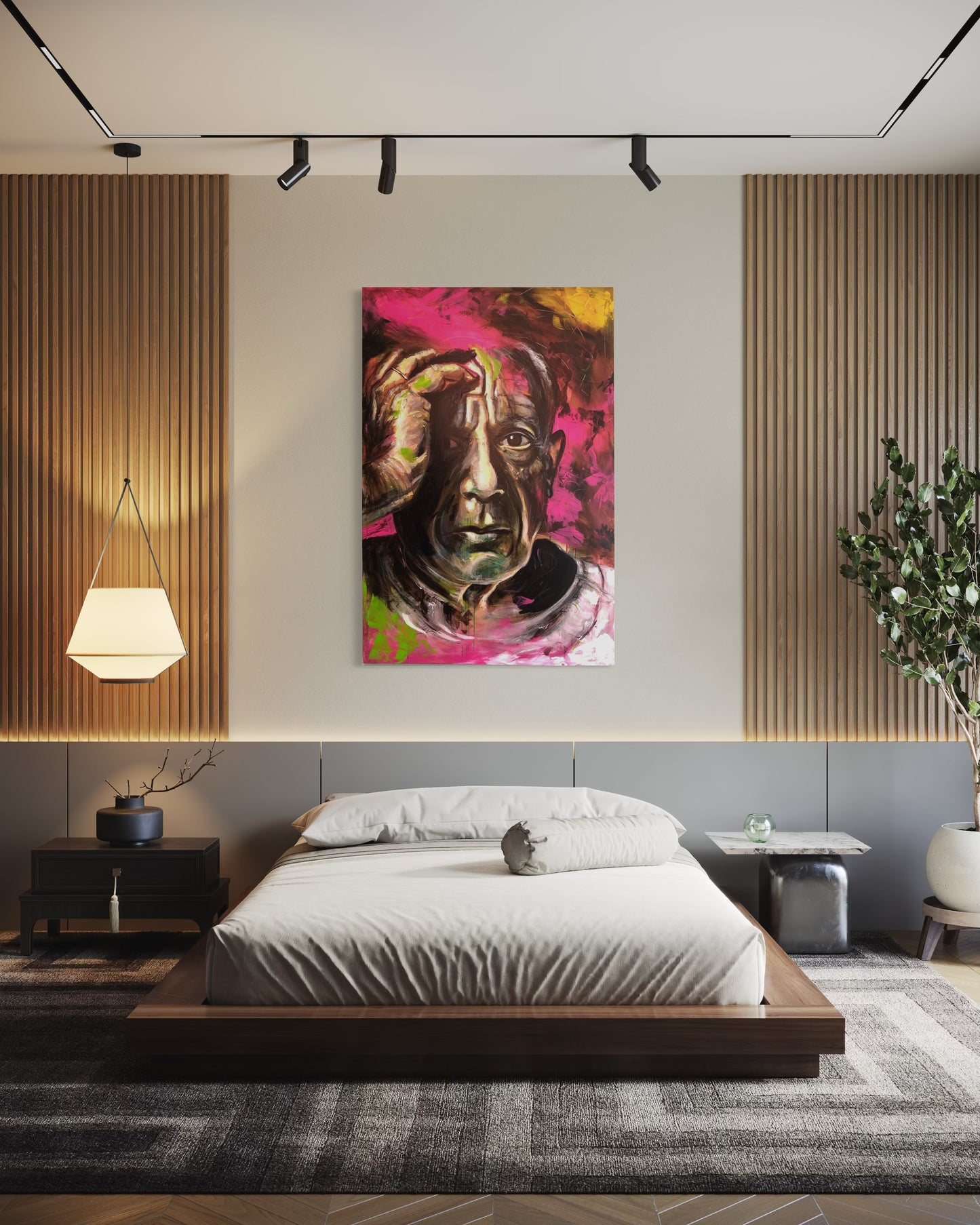 Pablo Picasso Portrait Original Painting in luxury master bedroom