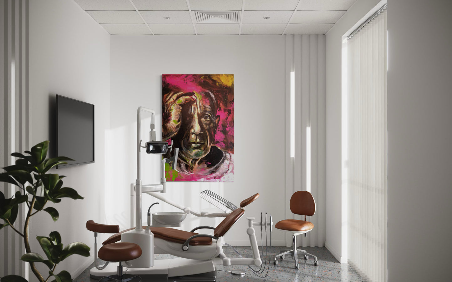 Pablo Picasso Portrait Original Painting in dental practice