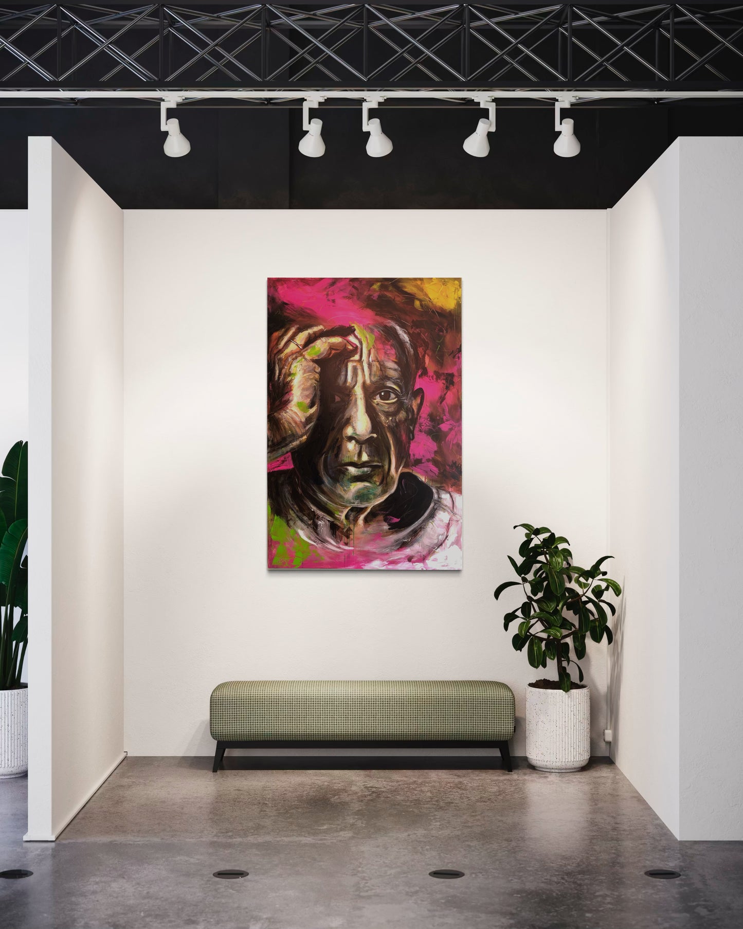 Pablo Picasso Portrait Original Painting in gallery area
