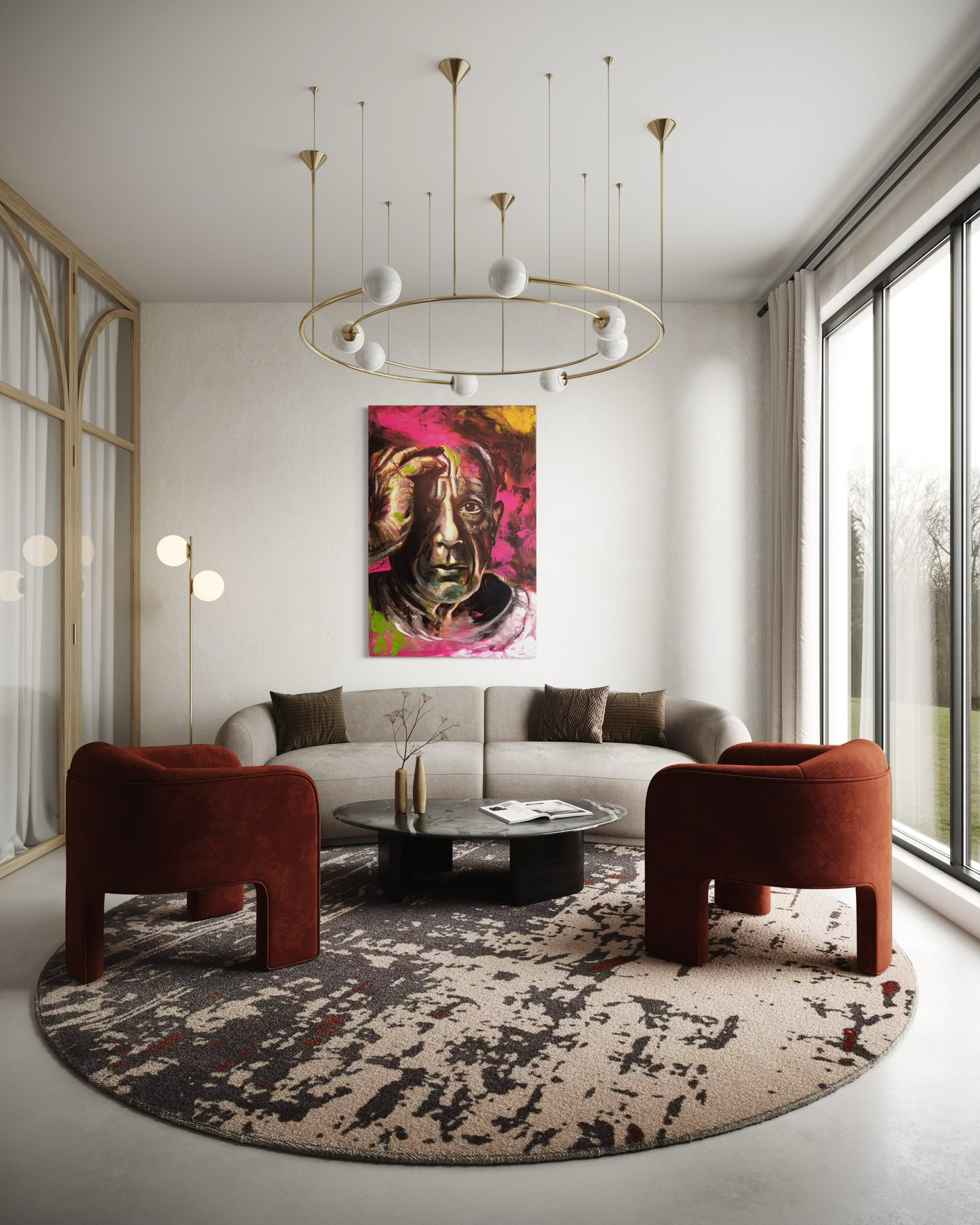 Pablo Picasso Portrait Original Painting in elegant living room