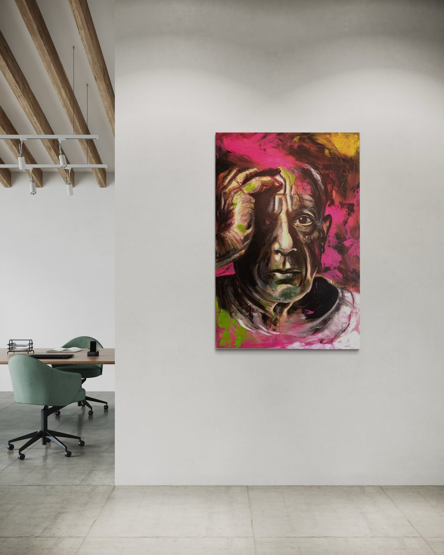 Pablo Picasso Portrait Original Painting in loft office