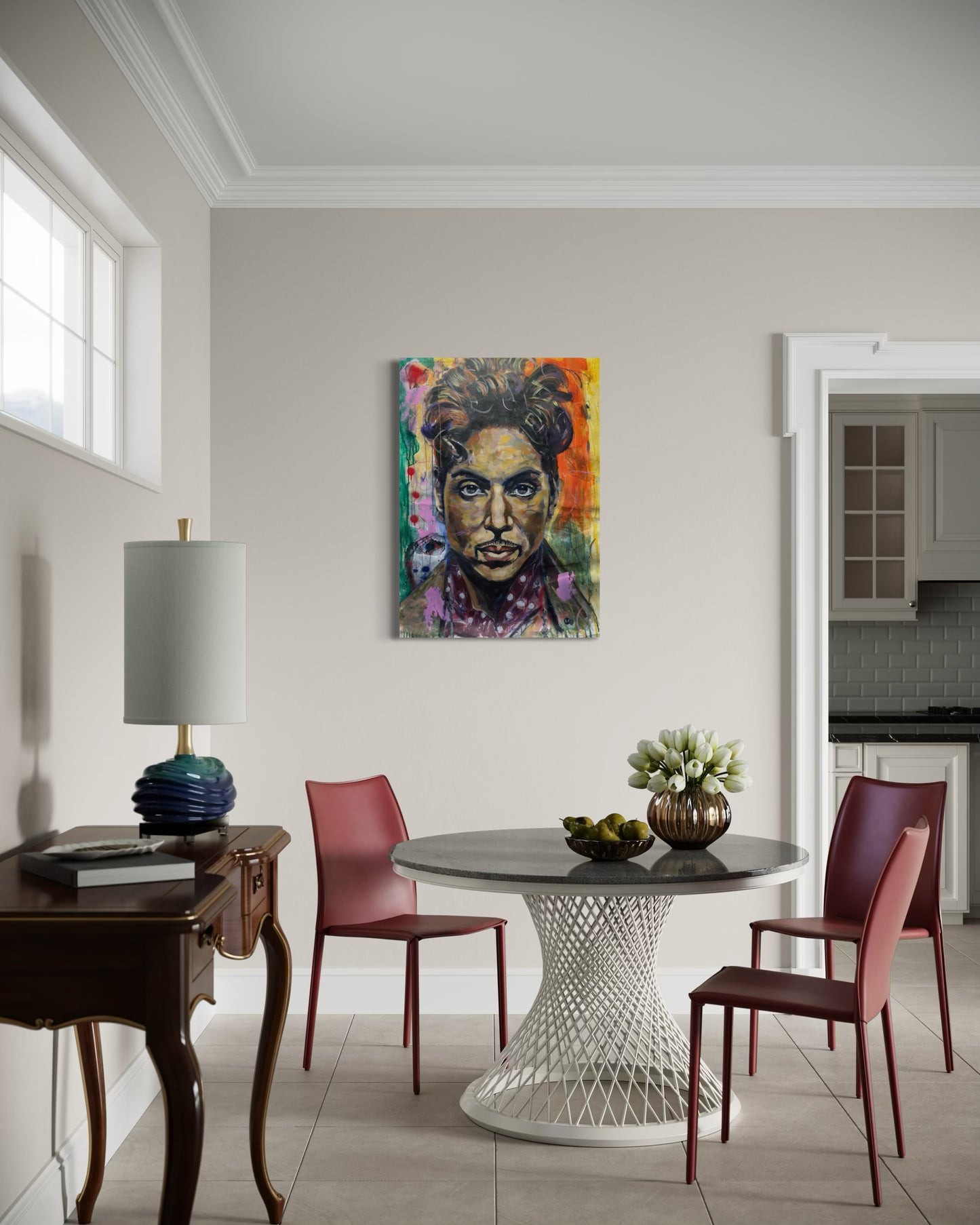 Prince Portrait Original Painting in kitchen dining room