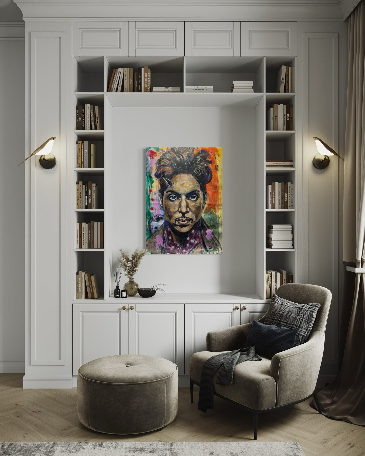 Prince Portrait Original Painting in home library