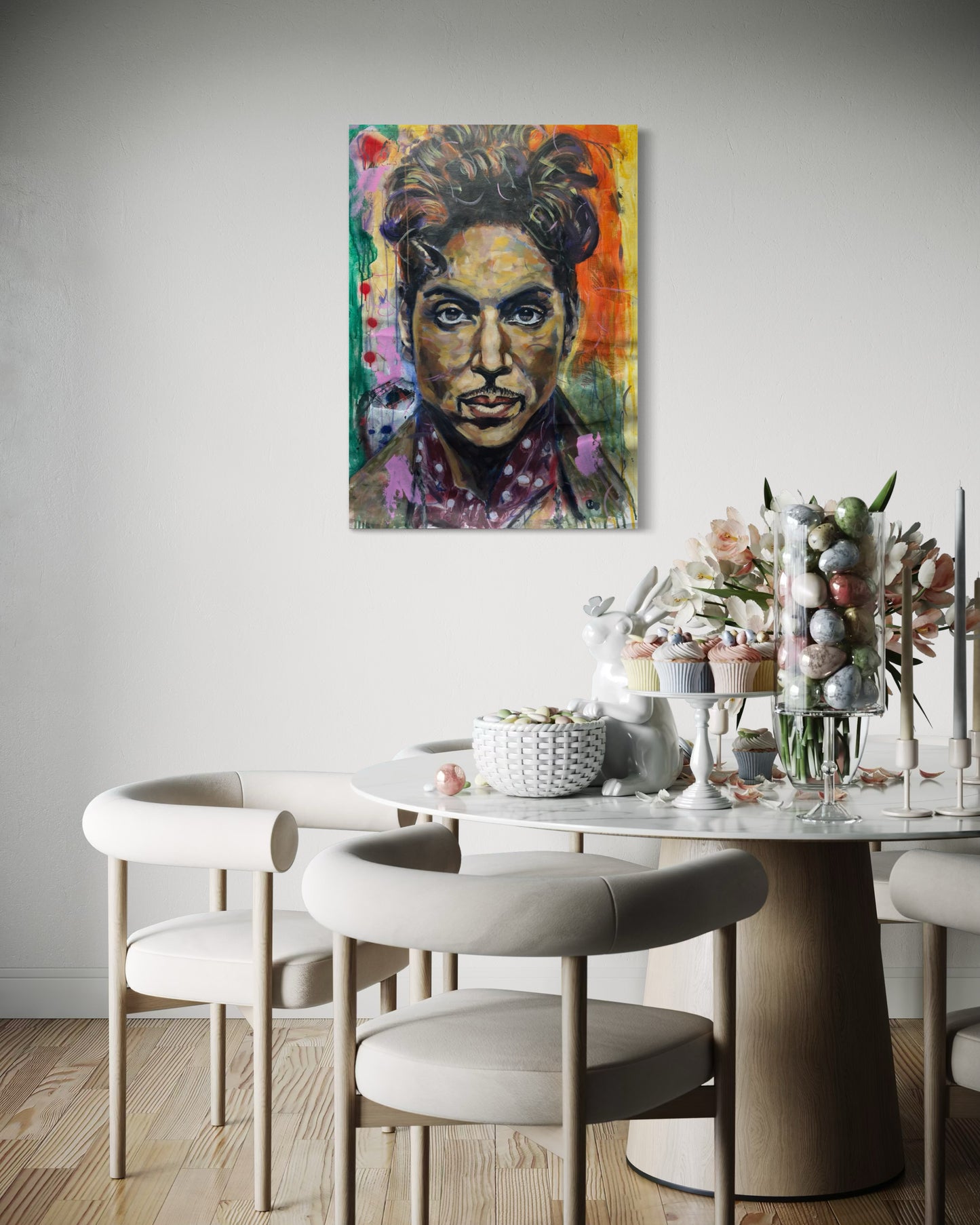 Prince Portrait Original Painting in breakfast area