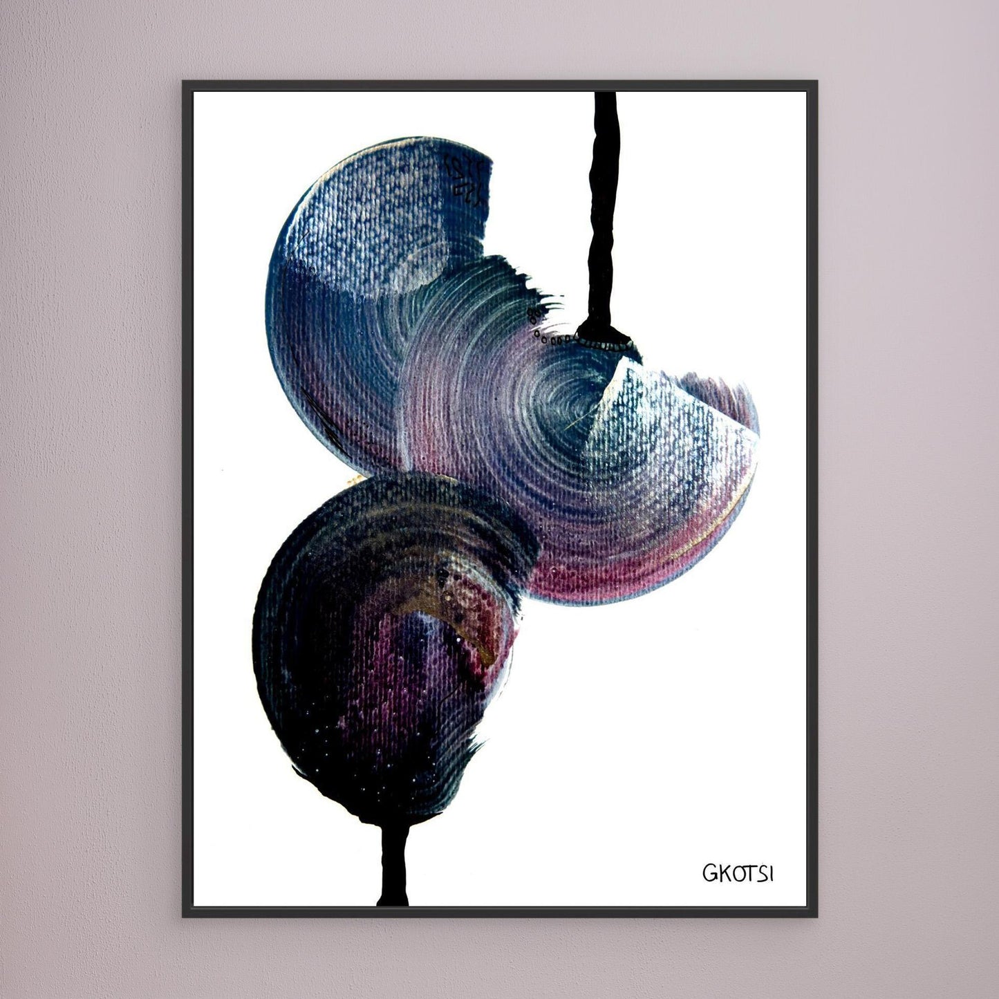 REGENTROPFEN abstract raindrops canvas on gray wall - contemporary decoration