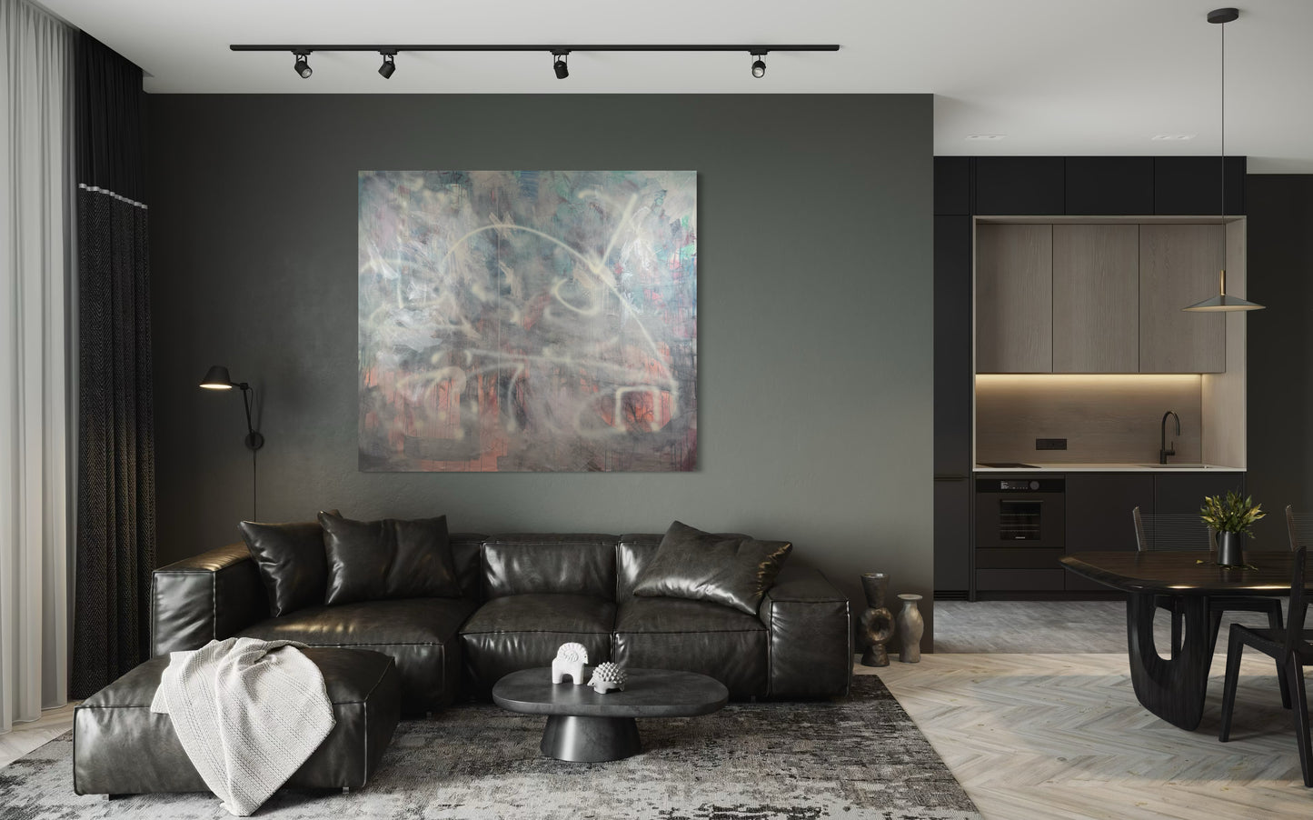 Relaxing Calming Abstract Original Painting in luxury living room