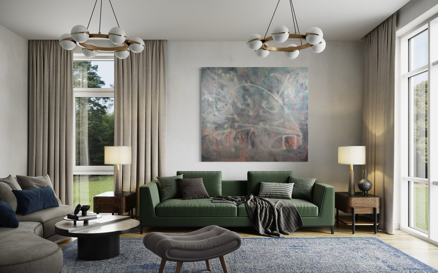Relaxing Calming Abstract Original Painting in large living room