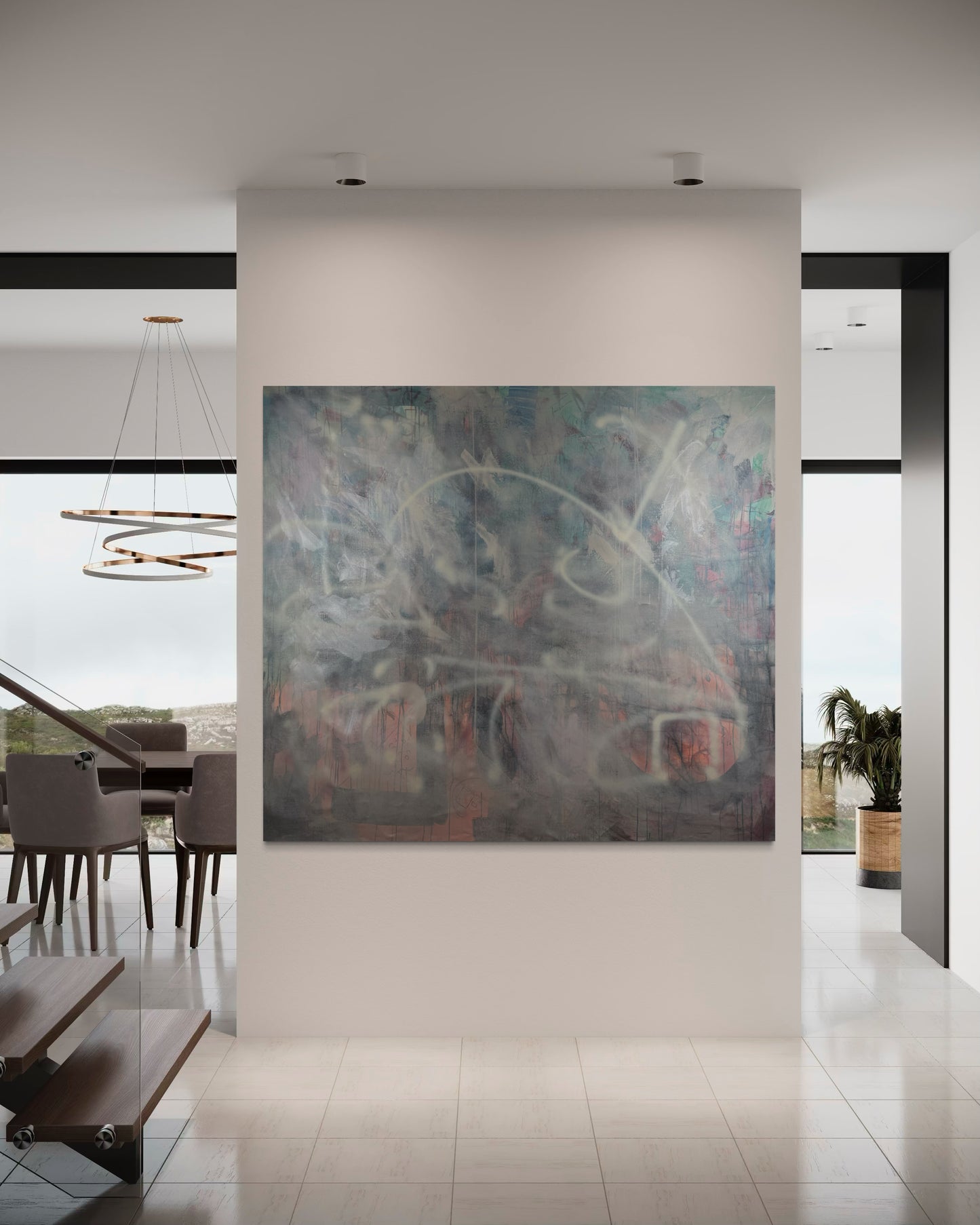 Relaxing Calming Abstract Original Painting in luxury maisonette