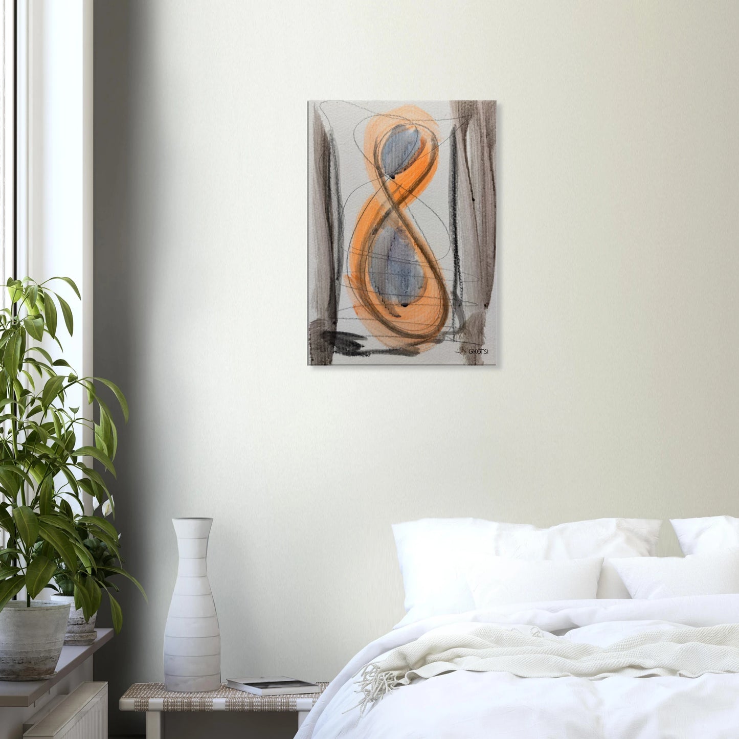 SHINY SUN Canvas print in modern bedroom with furniture