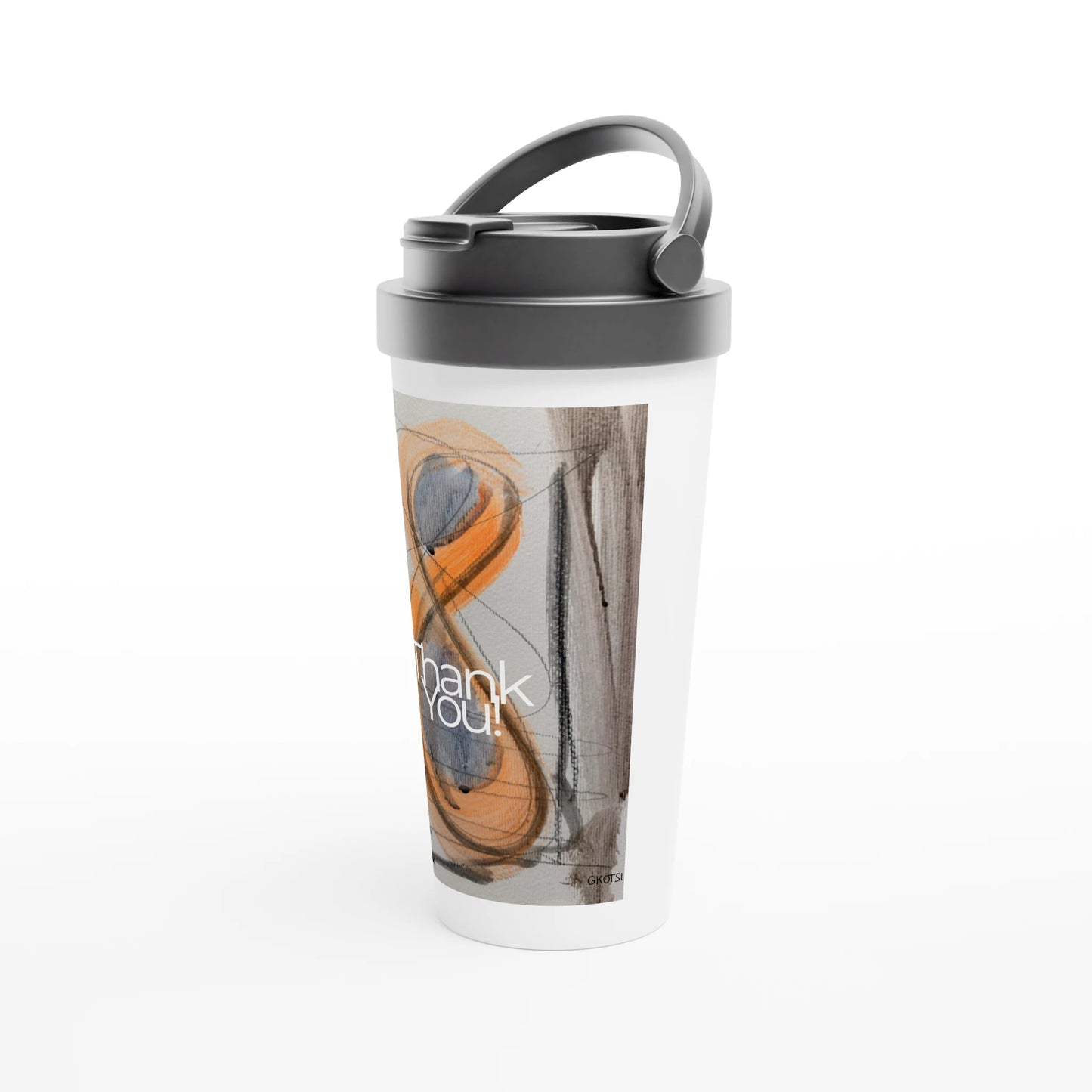 SHINY SUN White 15oz Stainless Steel Travel Mug angled view Mindful Quotes & Soul Notes