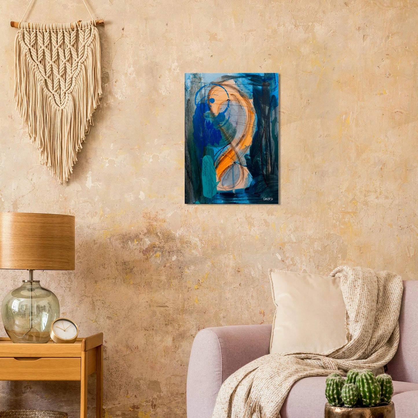 SHINY SUN canvas print in light brown living room interior
