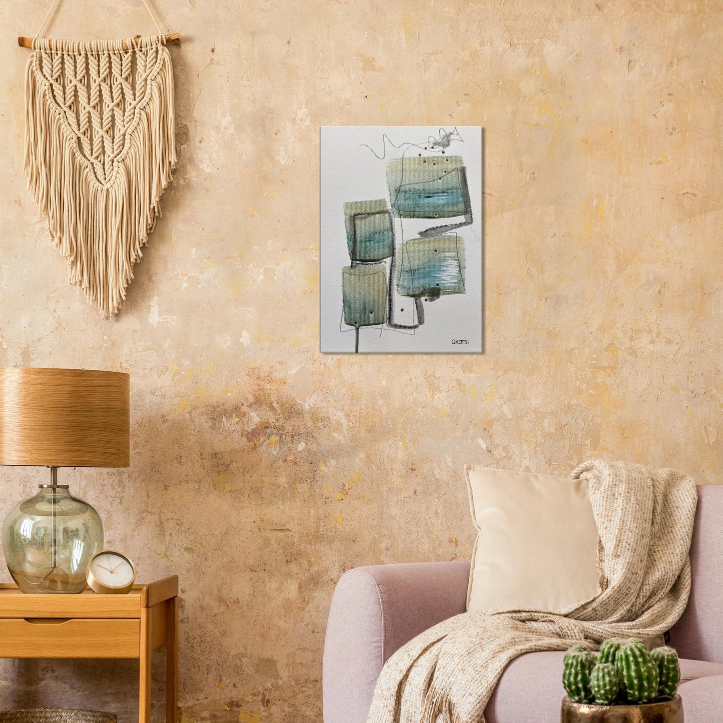 STRUCTURALLY Canvas print above modern sofa