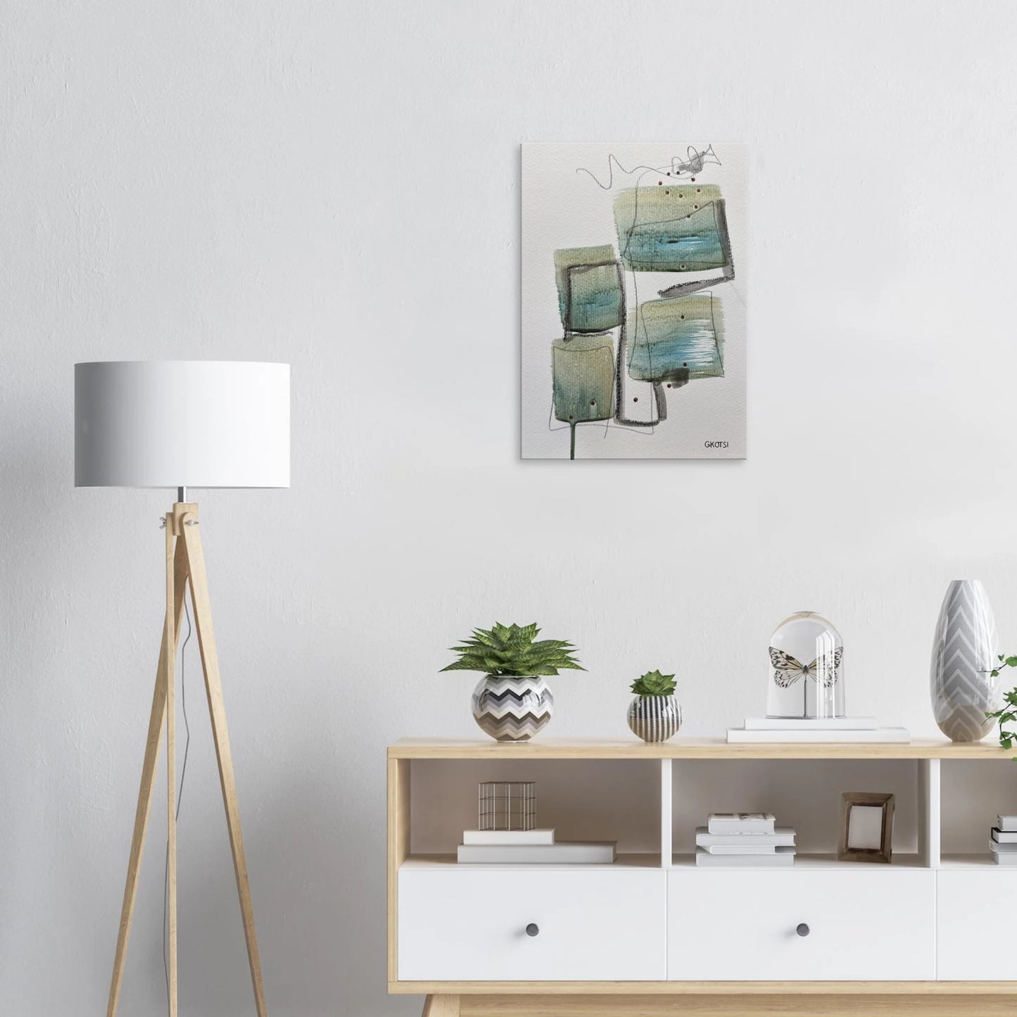 STRUCTURALLY Canvas print above white dresser with decor