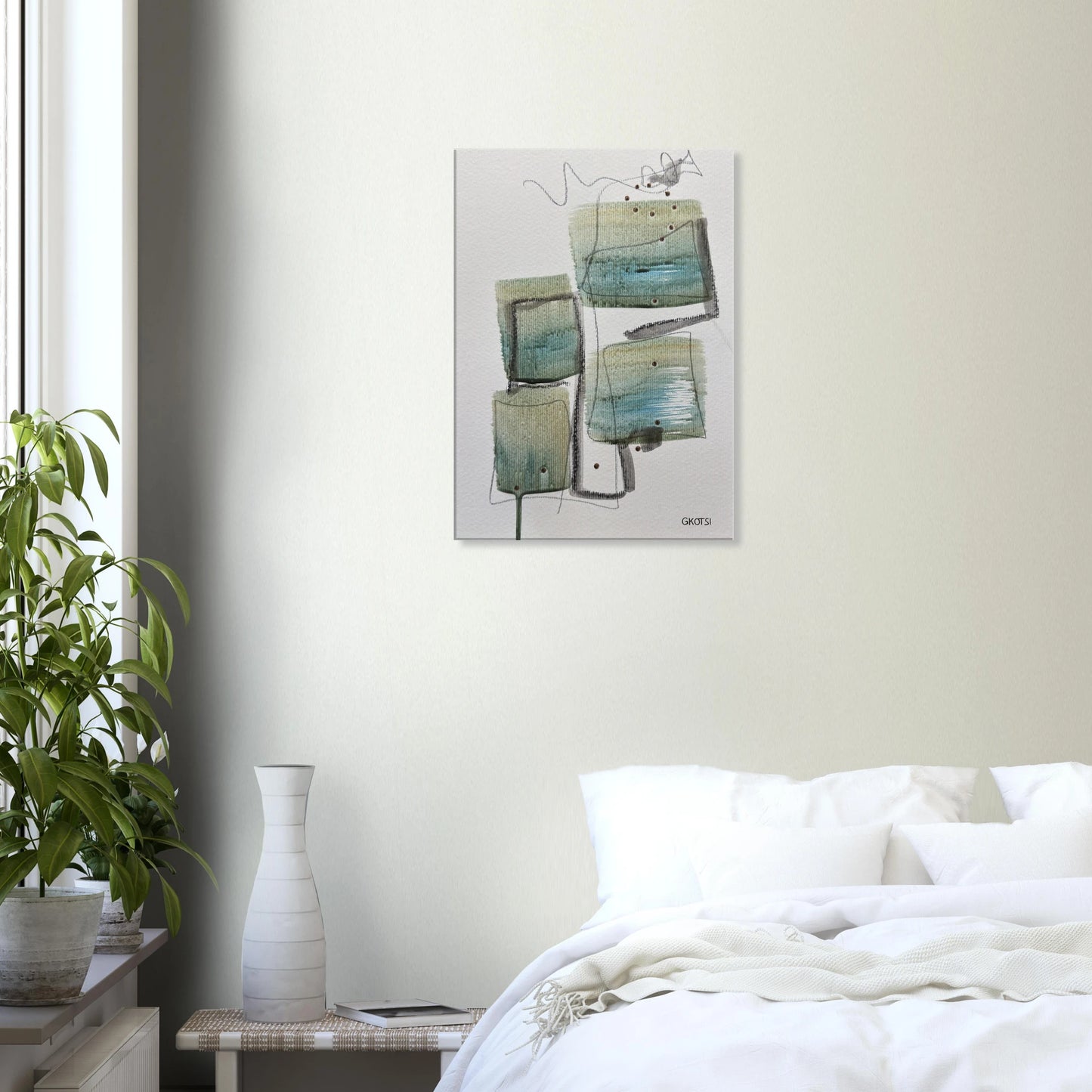 STRUCTURALLY Canvas print in modern bedroom with furniture