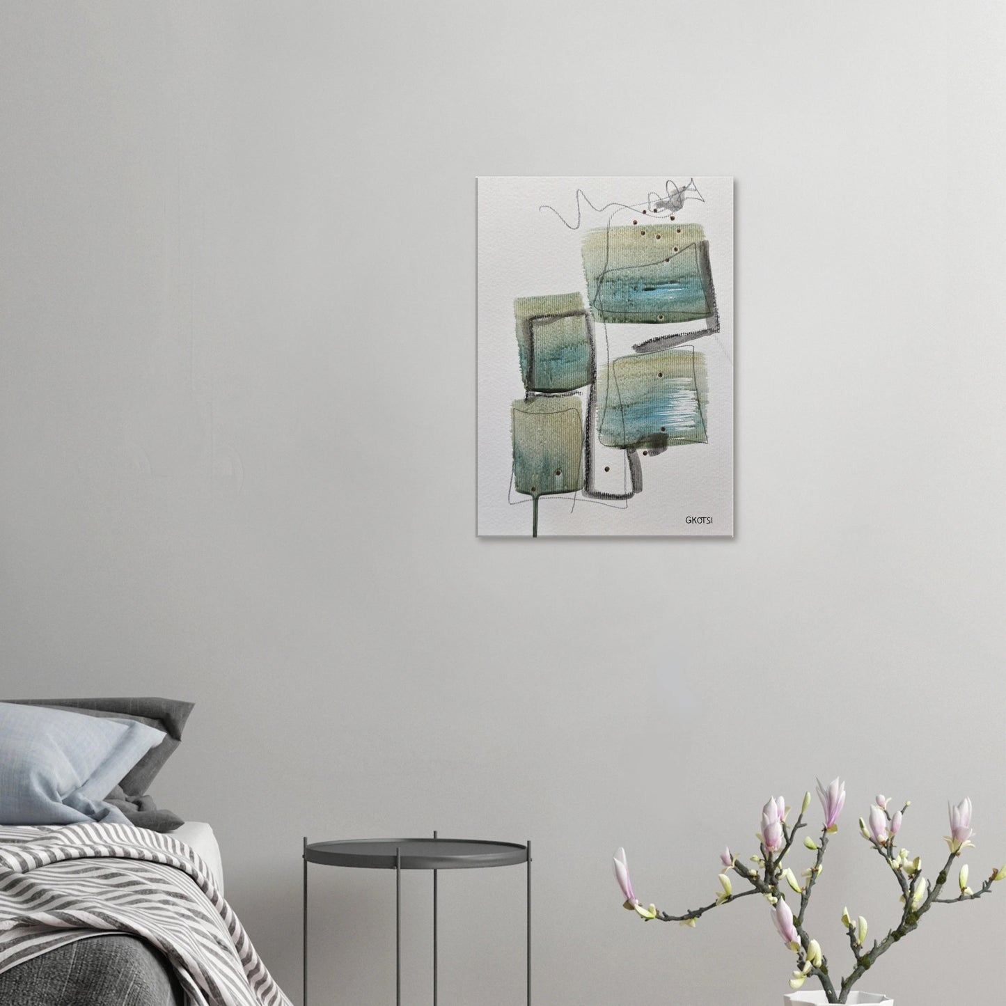 STRUCTURALLY Canvas print in simple styled bedroom