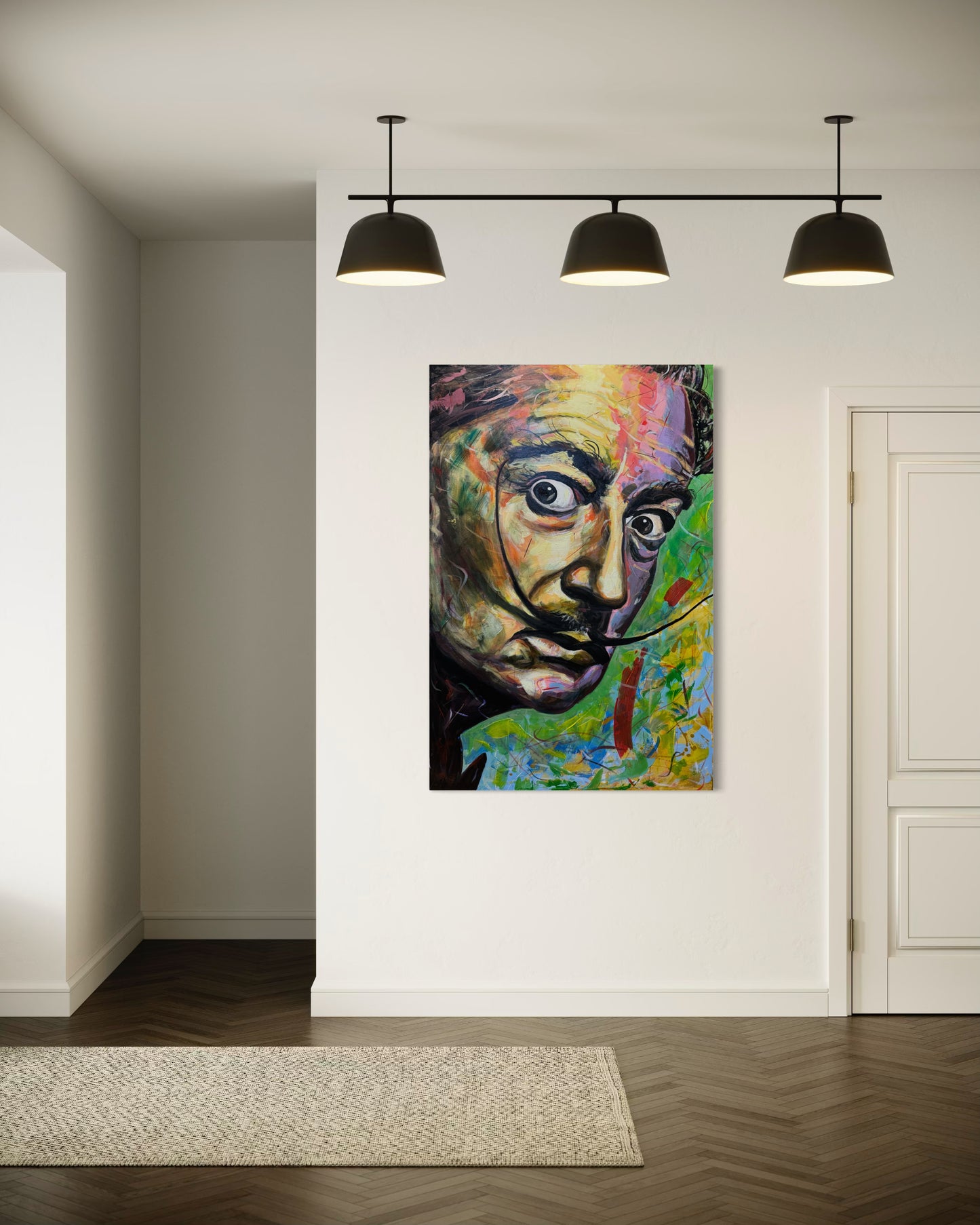 Salvador Dali Portrait Original Painting in the hallway