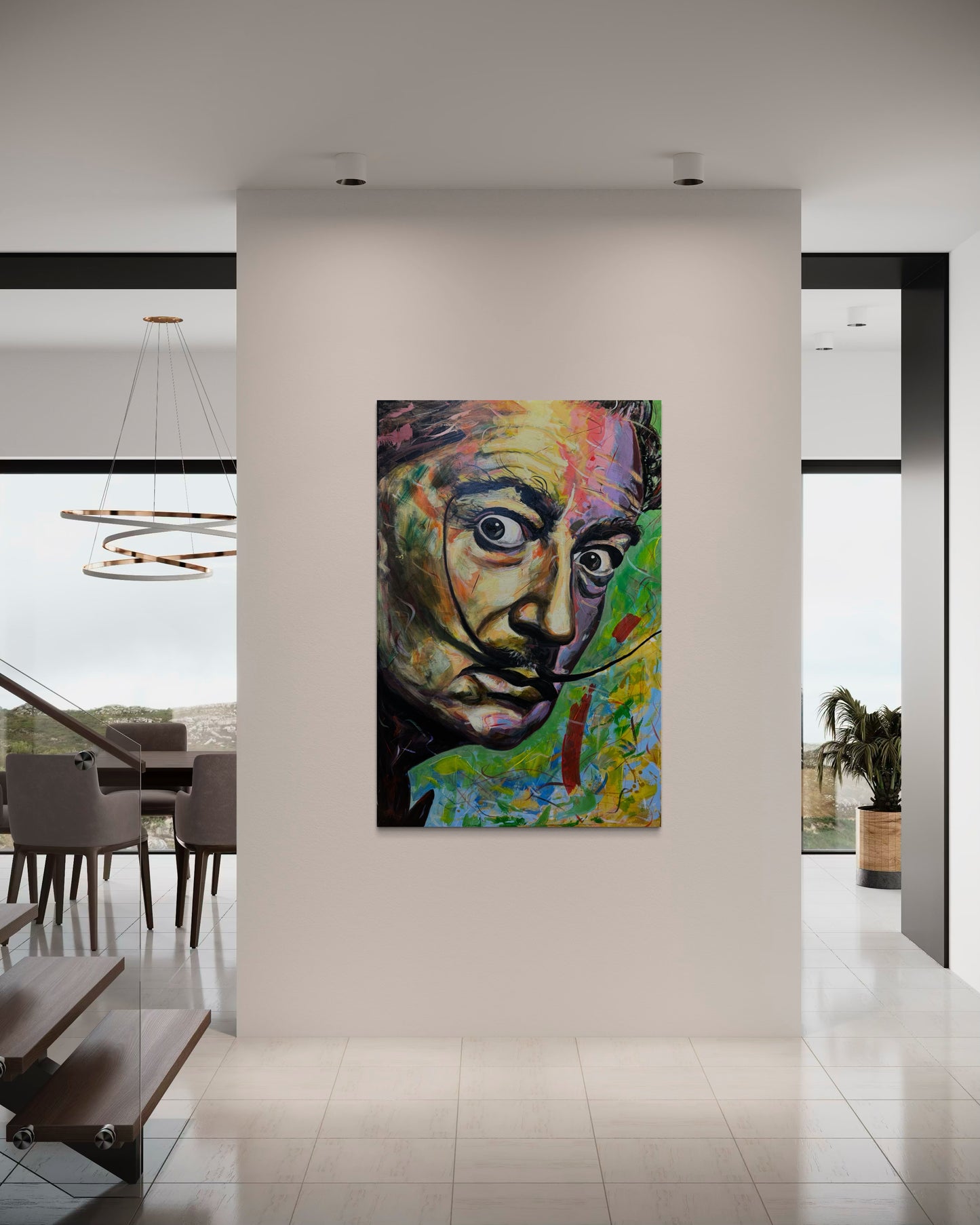 Salvador Dali Portrait Original Painting in minimalistic style maisonette