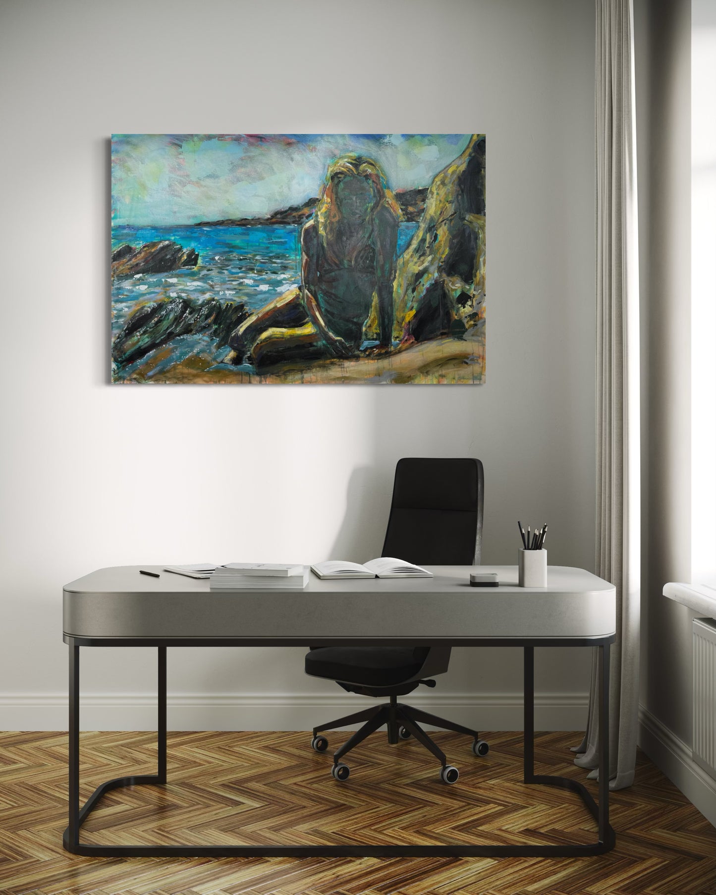Tinos Greece Original Painting in modern home office