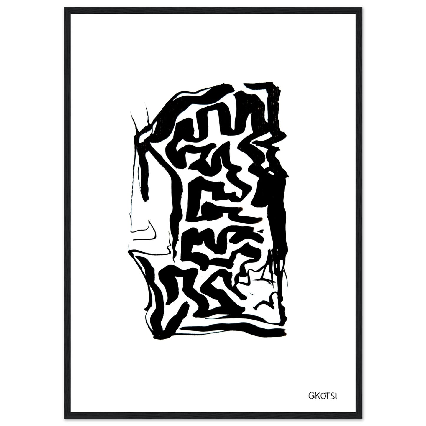 TRANSFORMING poster print on white wall highlighting transformative abstract forms
