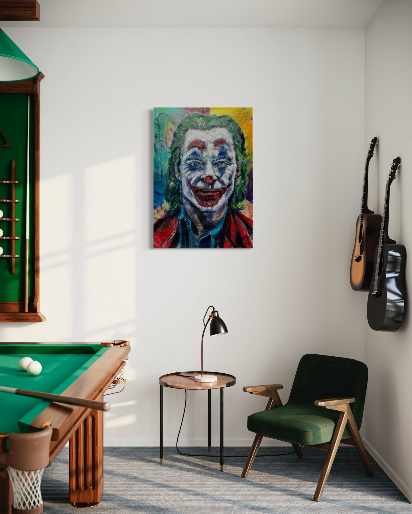 The Joker Portrait Original Painting in playroom