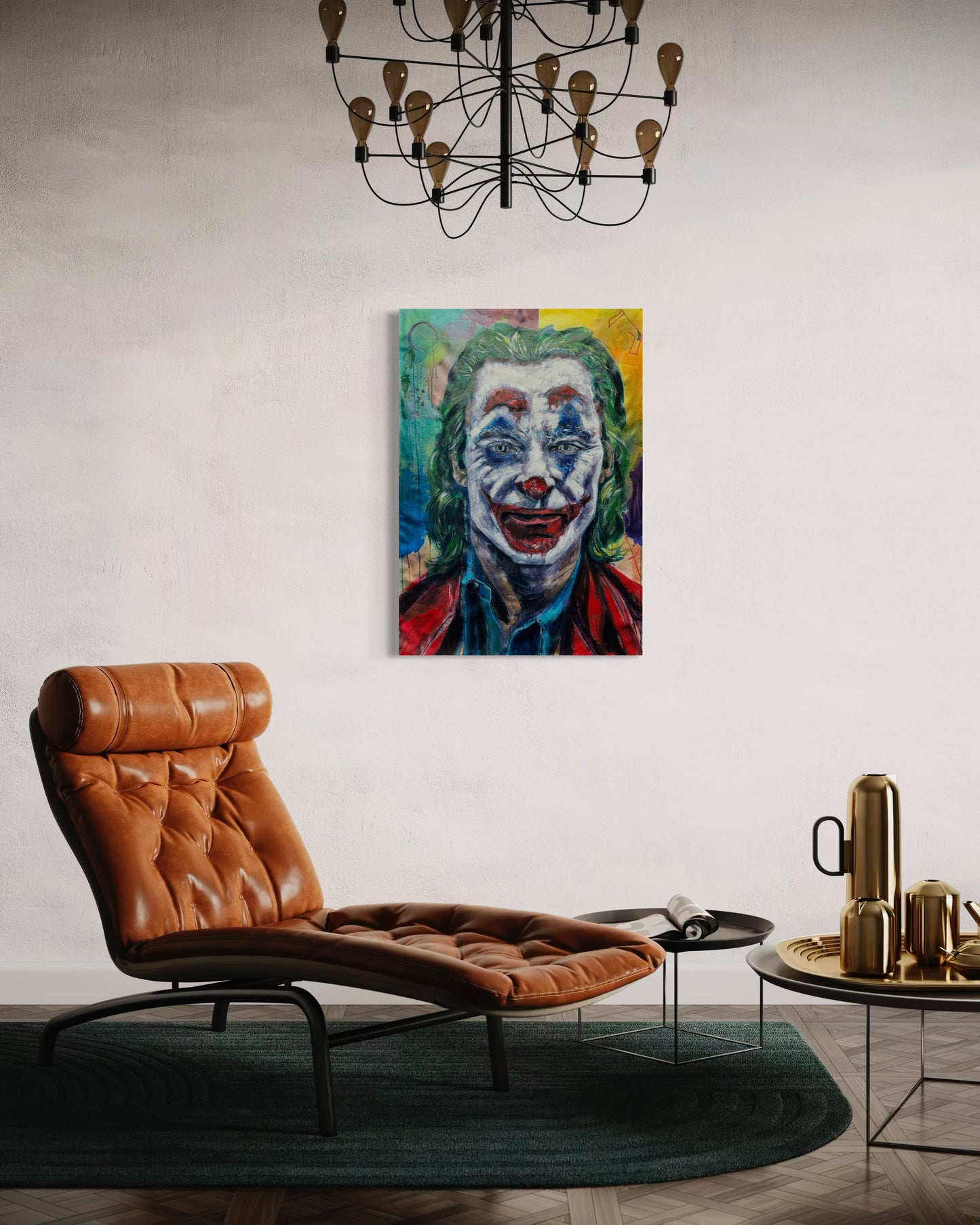 The Joker Portrait Original Painting over shezlong