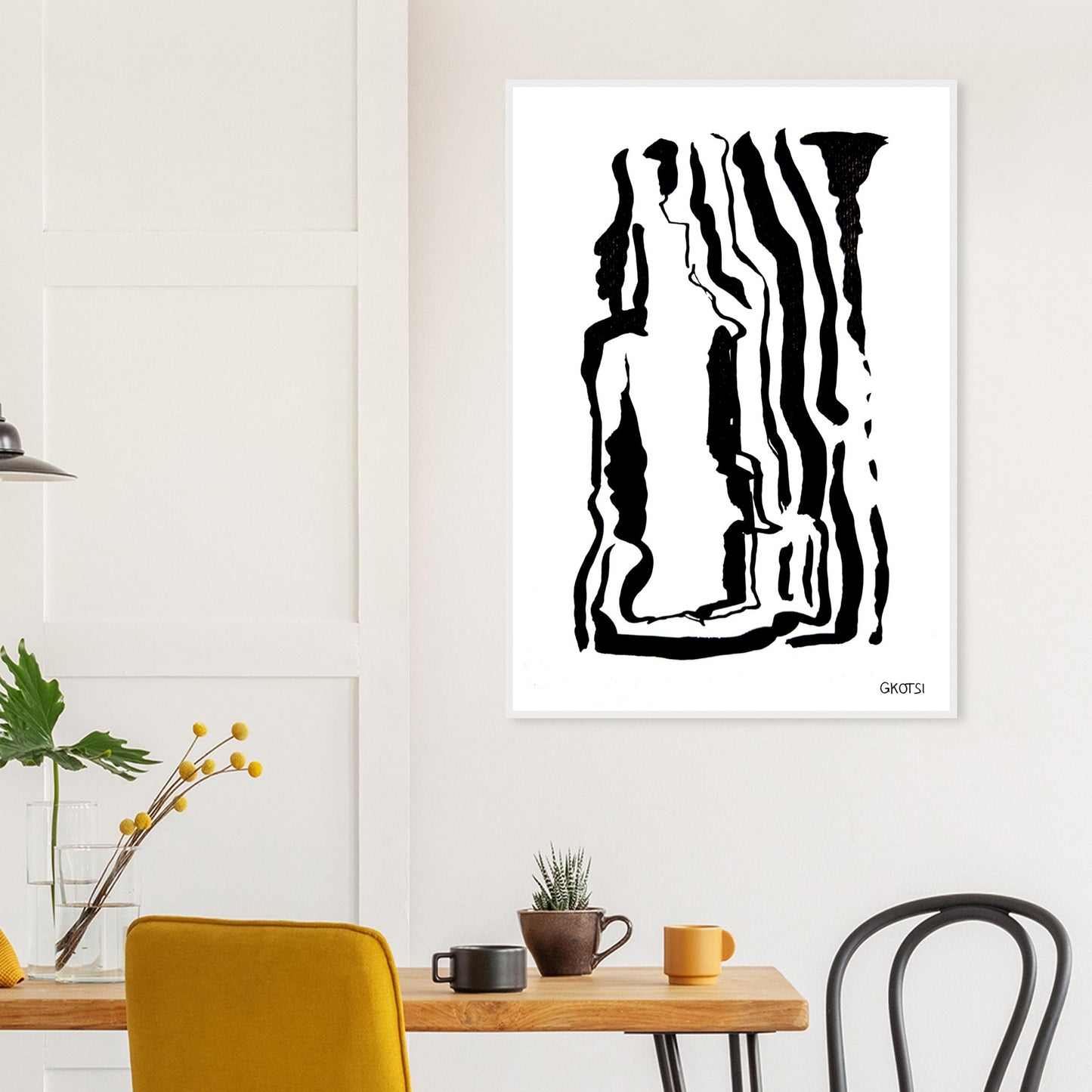 YOUR WAY poster print above breakfast table in dining area