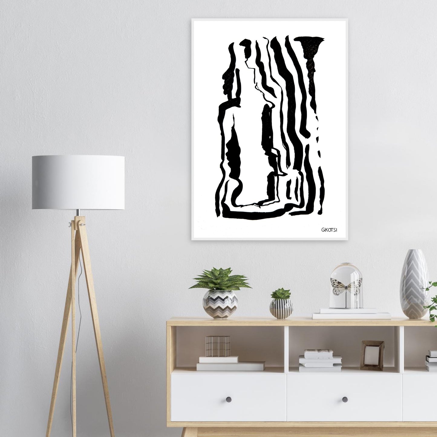 YOUR WAY poster print above dresser in room interior