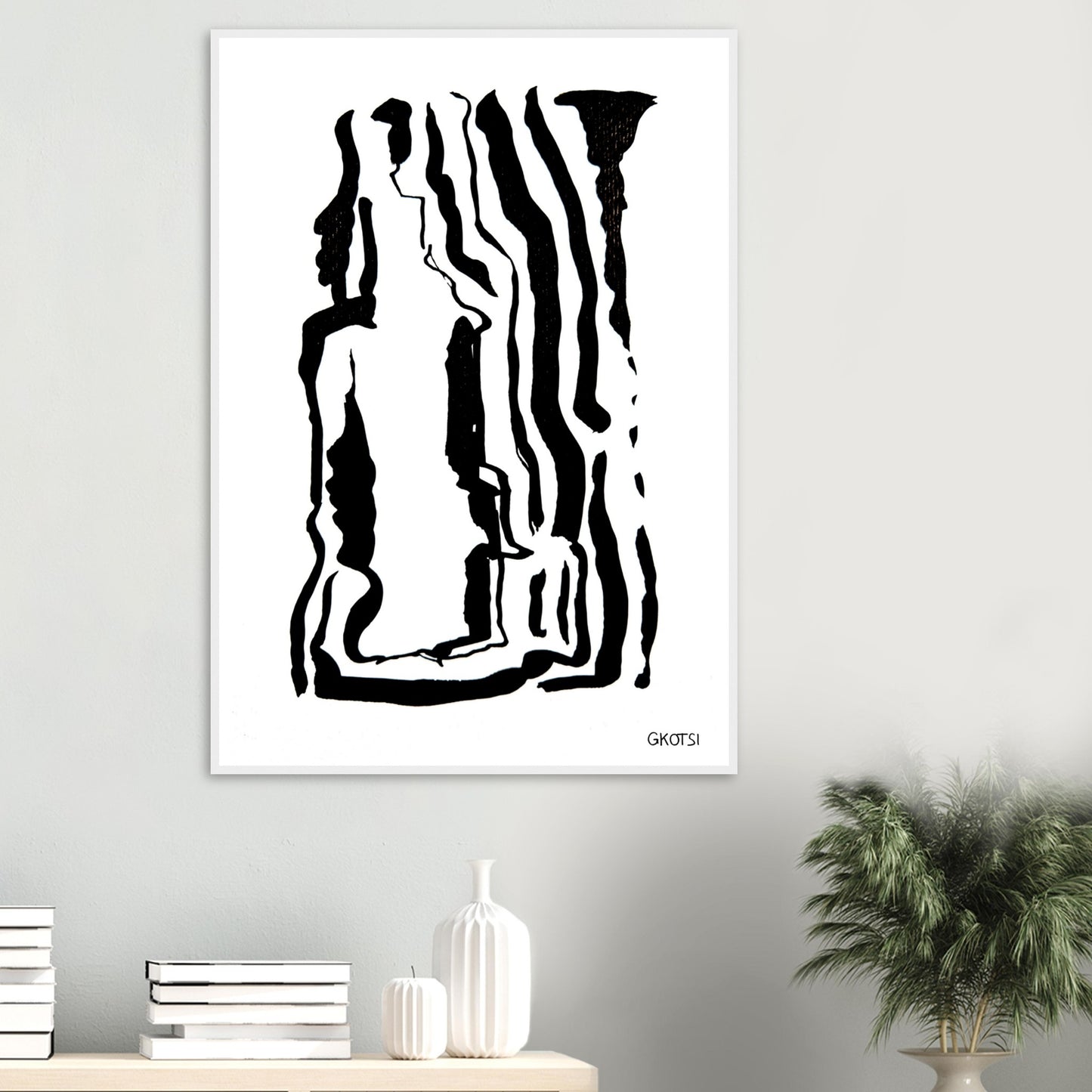 YOUR WAY poster print above table with small plant